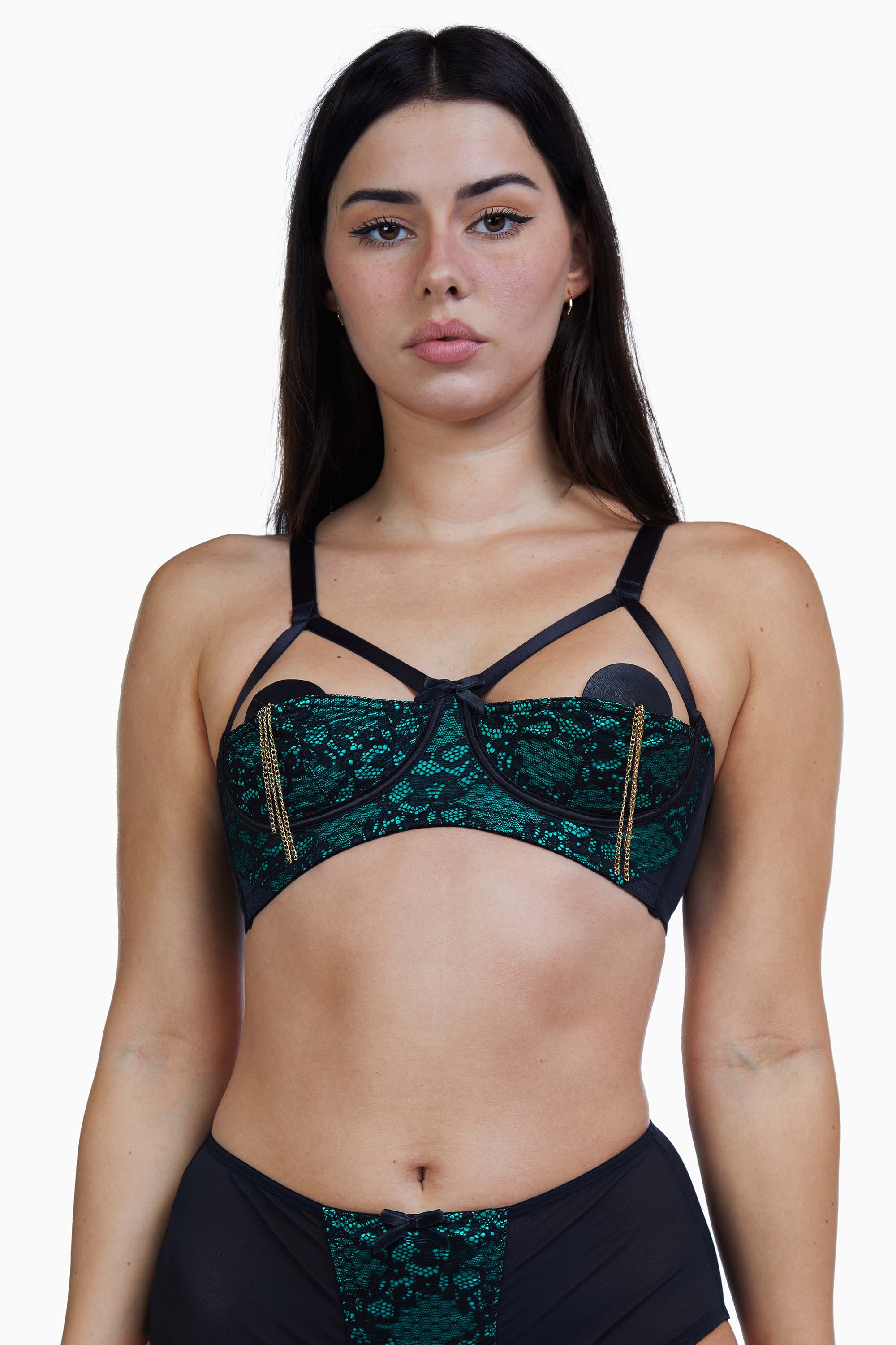 Elsie Emerald Lace 1/4 Cup Bra - Image 3