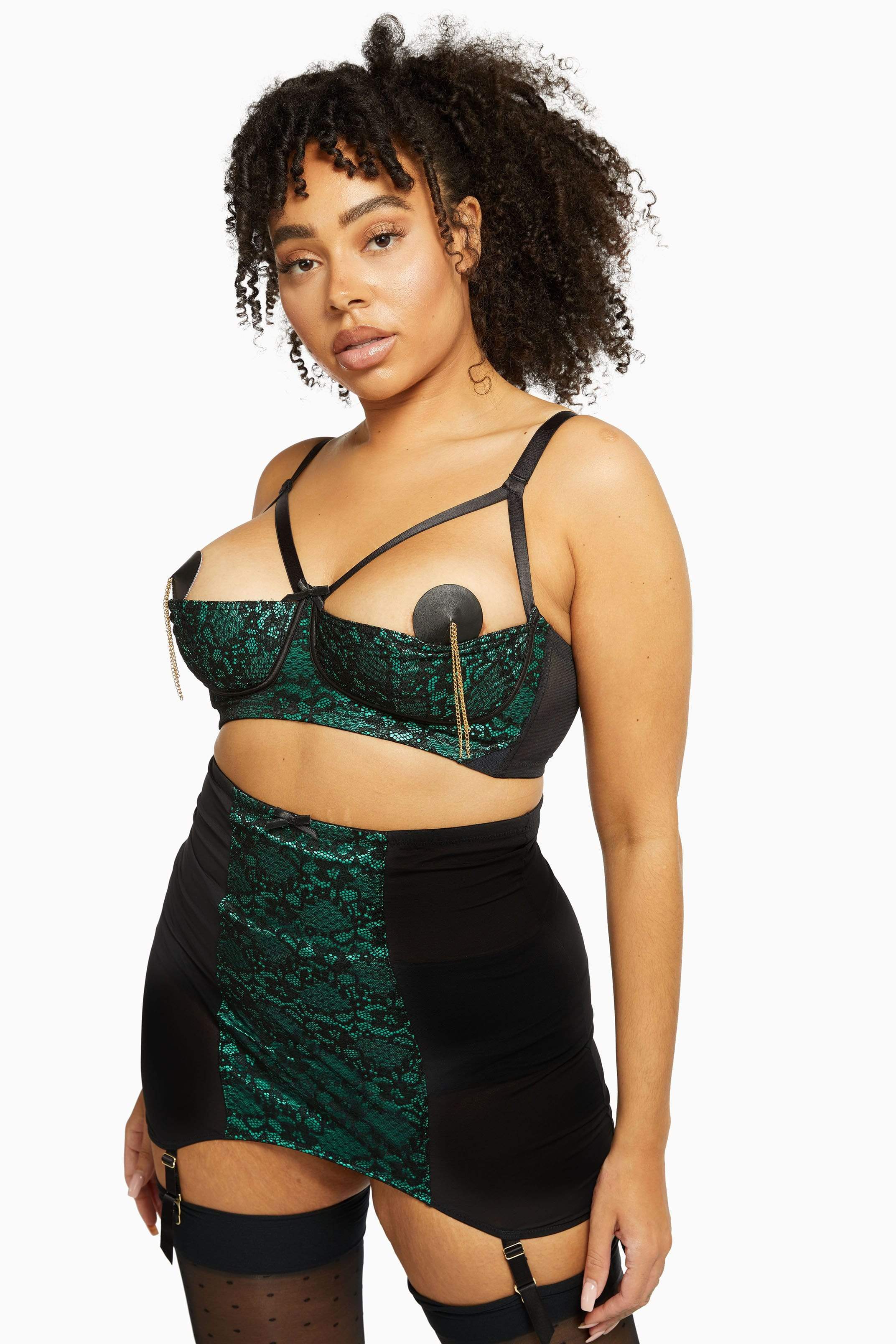 Elsie Emerald Lace 1/4 Cup Bra - Image 5