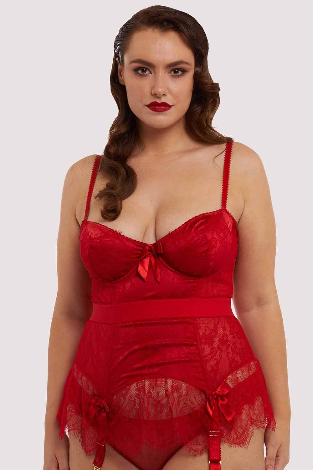 Red Tempest Lace Basque With Bows - Image 4