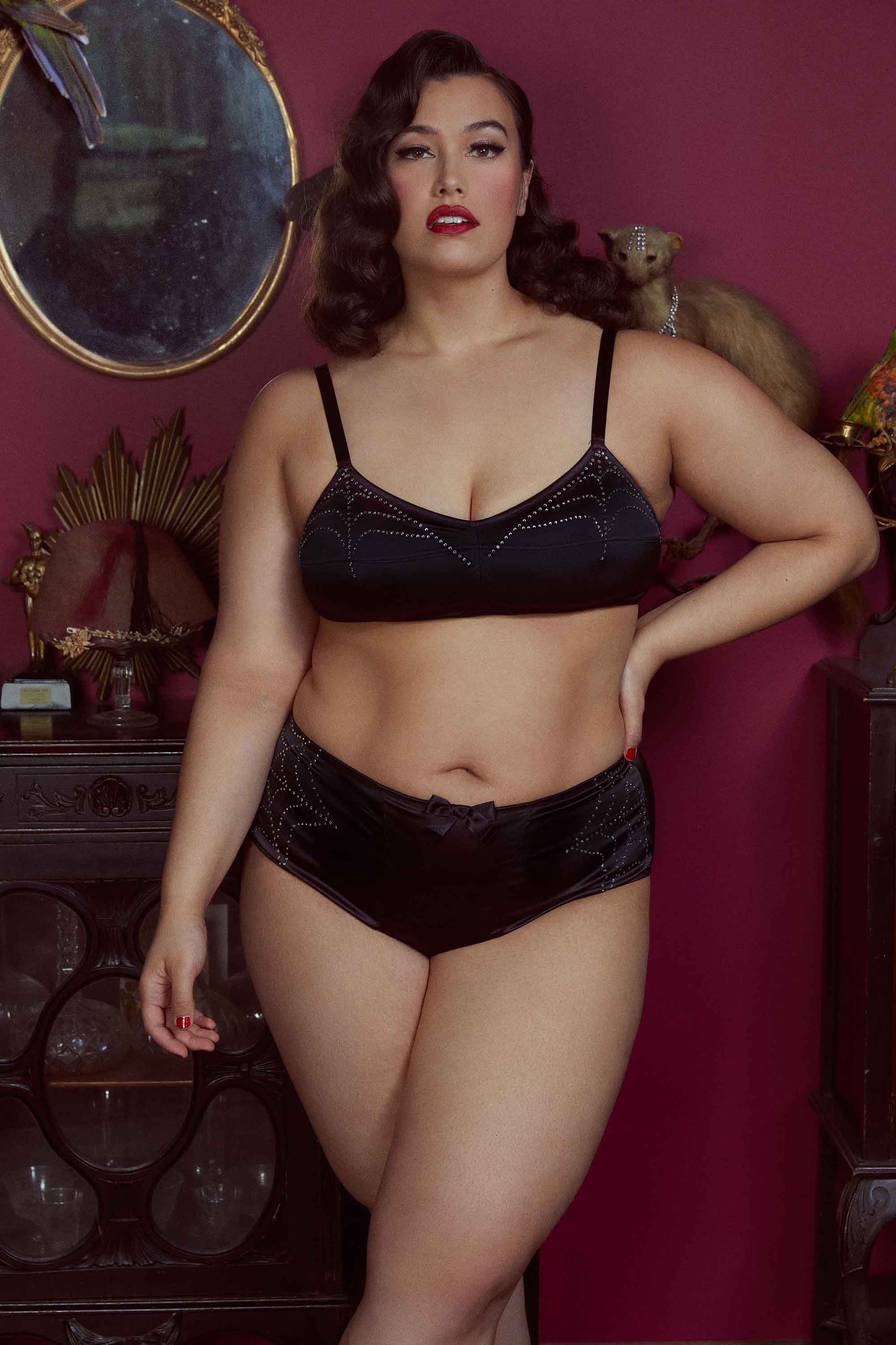 Annabelle Diamante Spiderweb Black Bra - Image 5