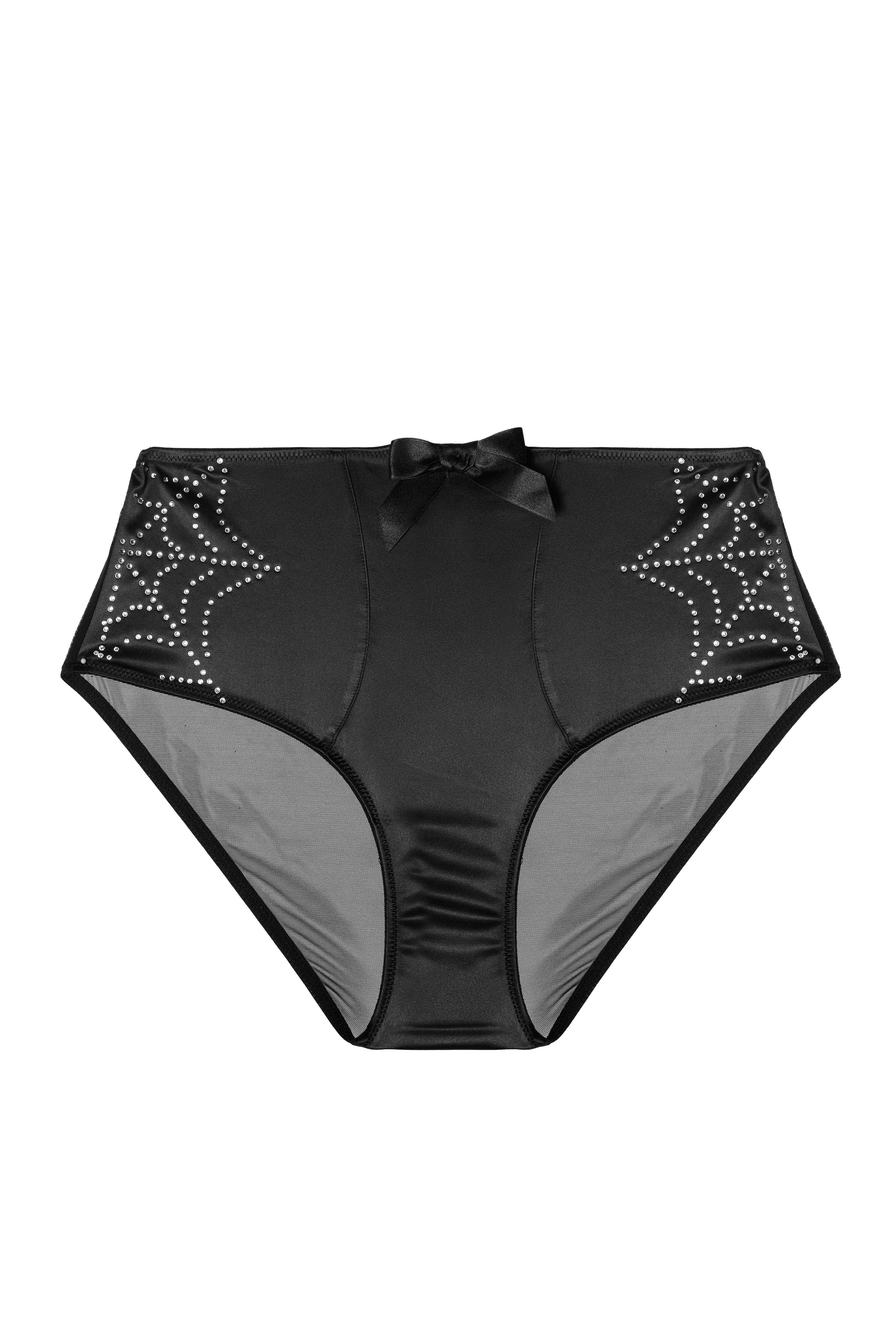 Annabelle Diamante Spiderweb Black High Waist Brief - Image 6
