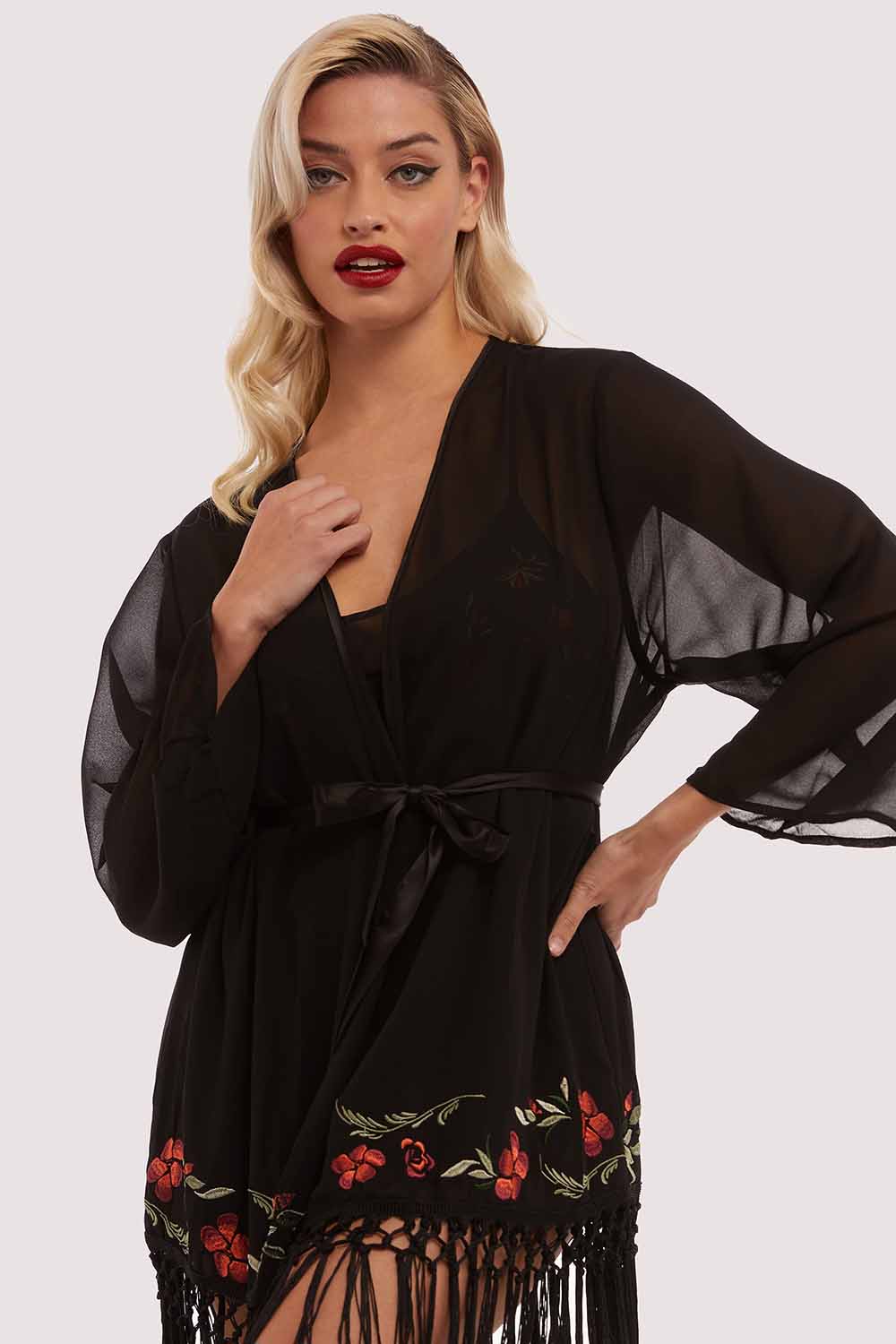 Embroidered Tassel Kimono - Image 3