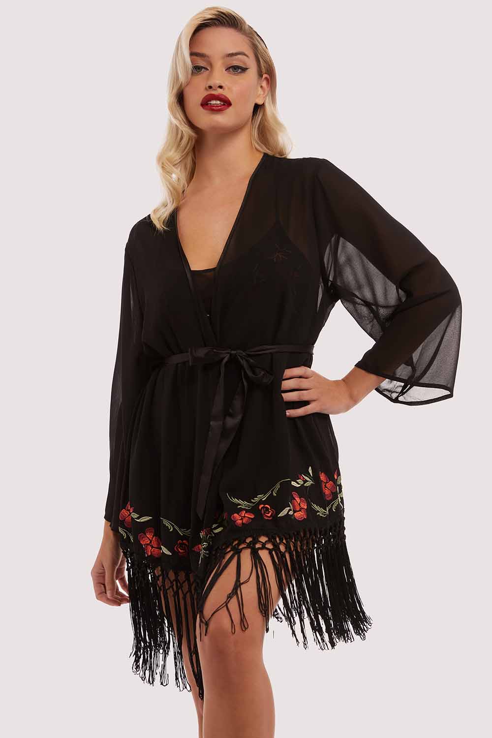 Embroidered Tassel Kimono - Image 4