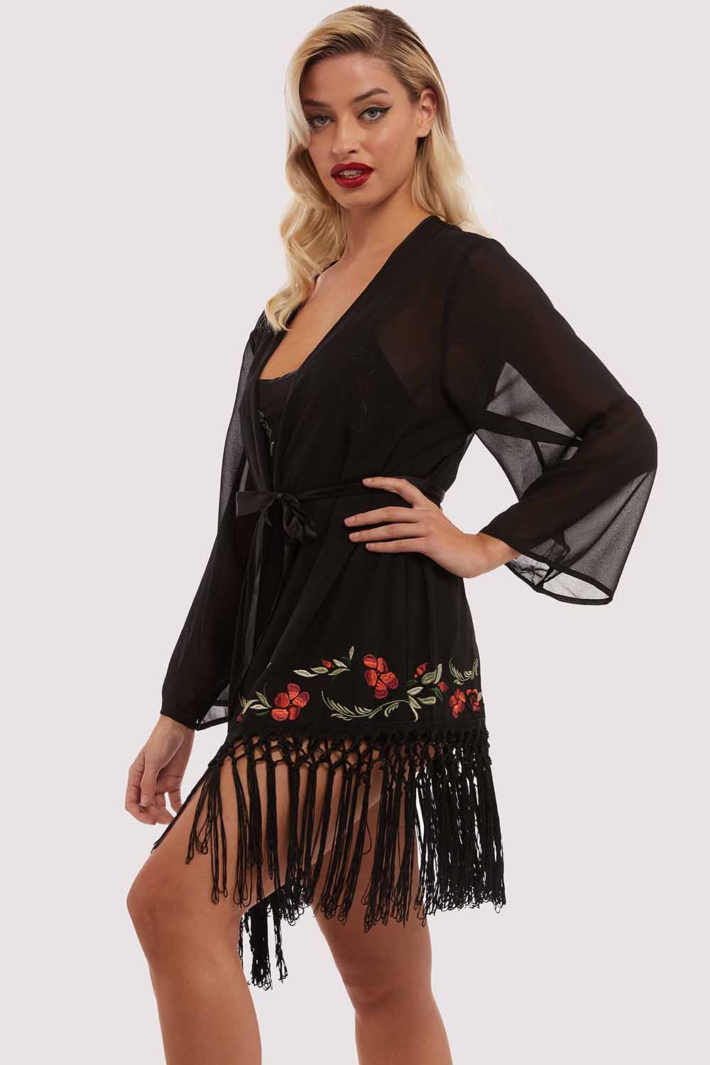 Embroidered Tassel Kimono - Image 6