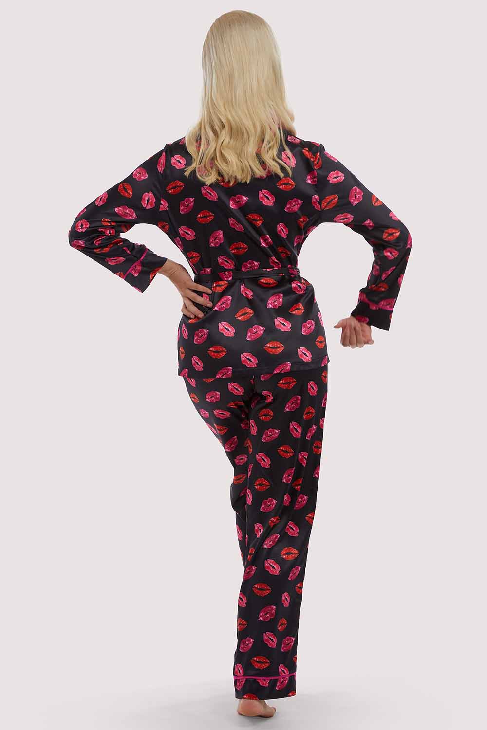 Kiss Print Tie PJ Top And Bottom - Image 3
