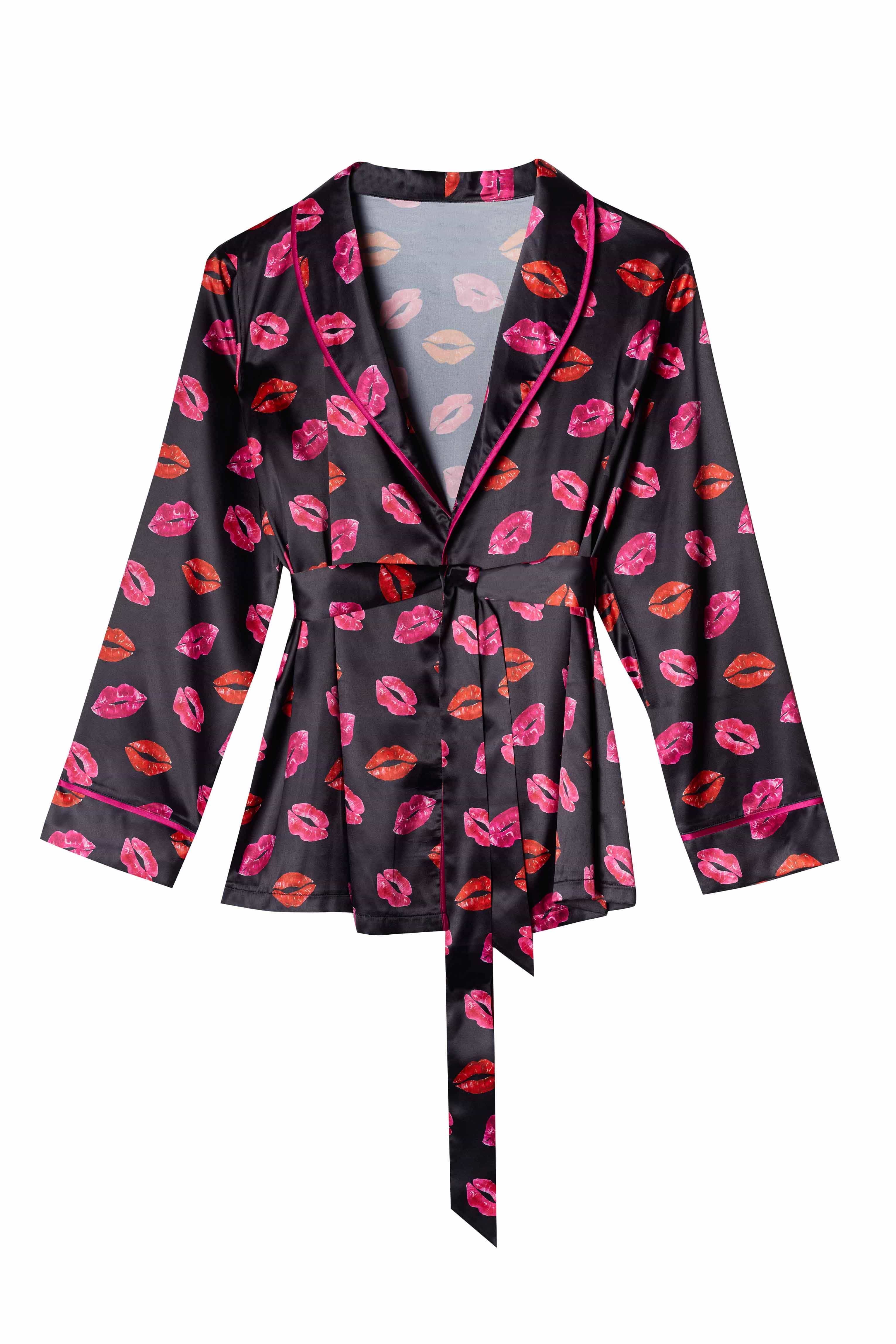 Kiss Print Tie PJ Top And Bottom - Image 4
