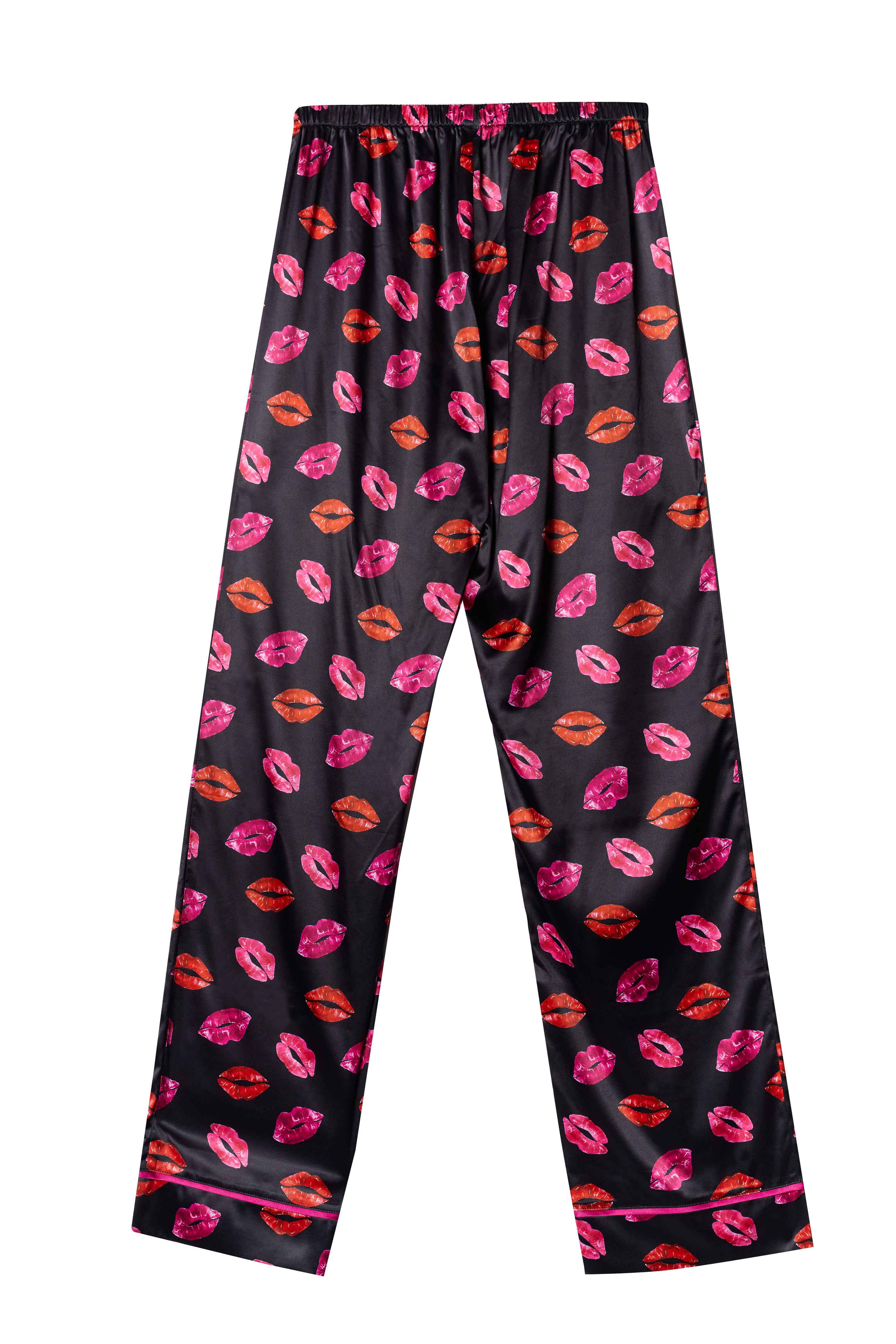 Kiss Print Tie PJ Top And Bottom - Image 5