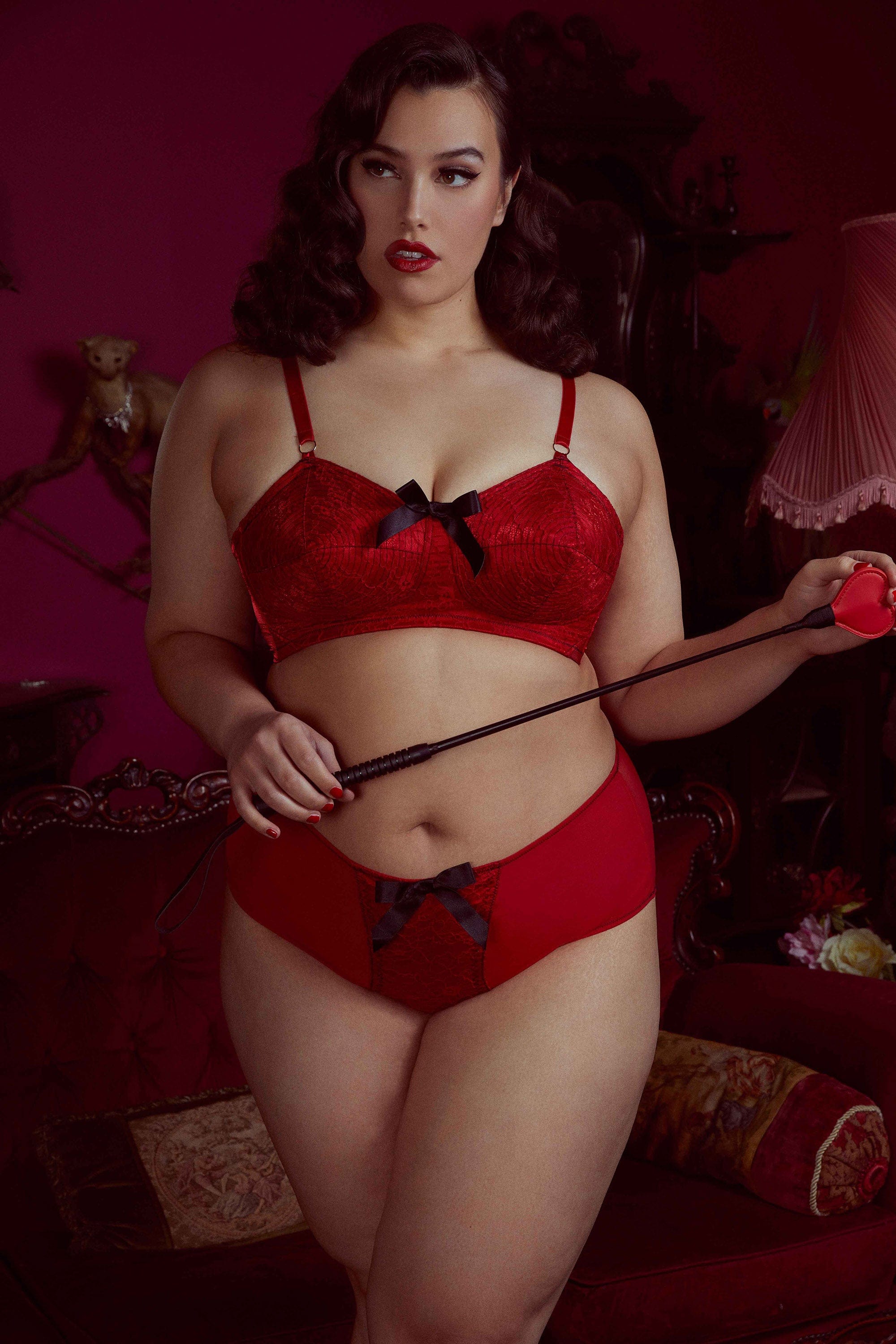 Red Elsie Lace High Waisted Brief - Image 2