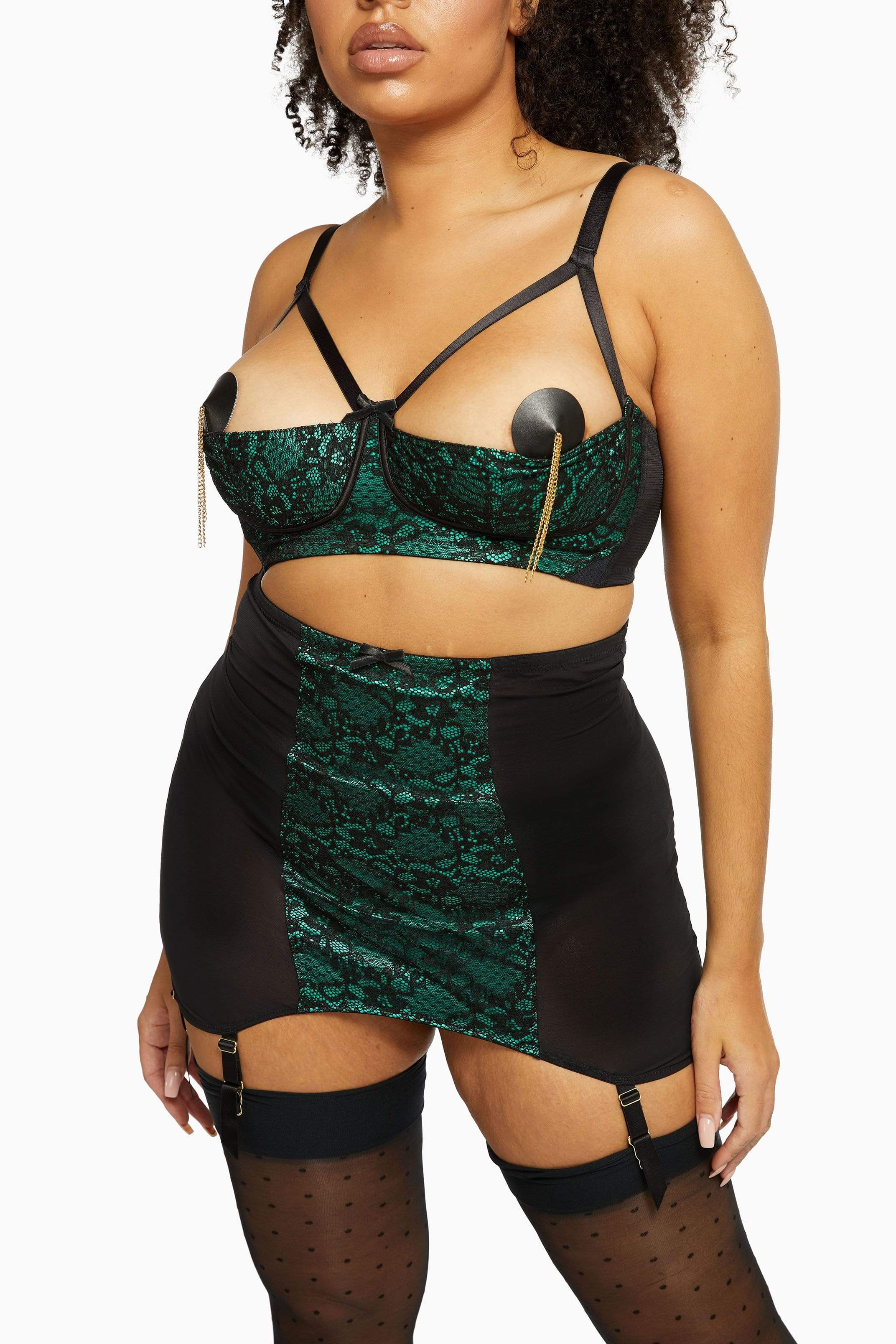 Bettie Page Elsie Emerald Green Lace Girdle - Image 5