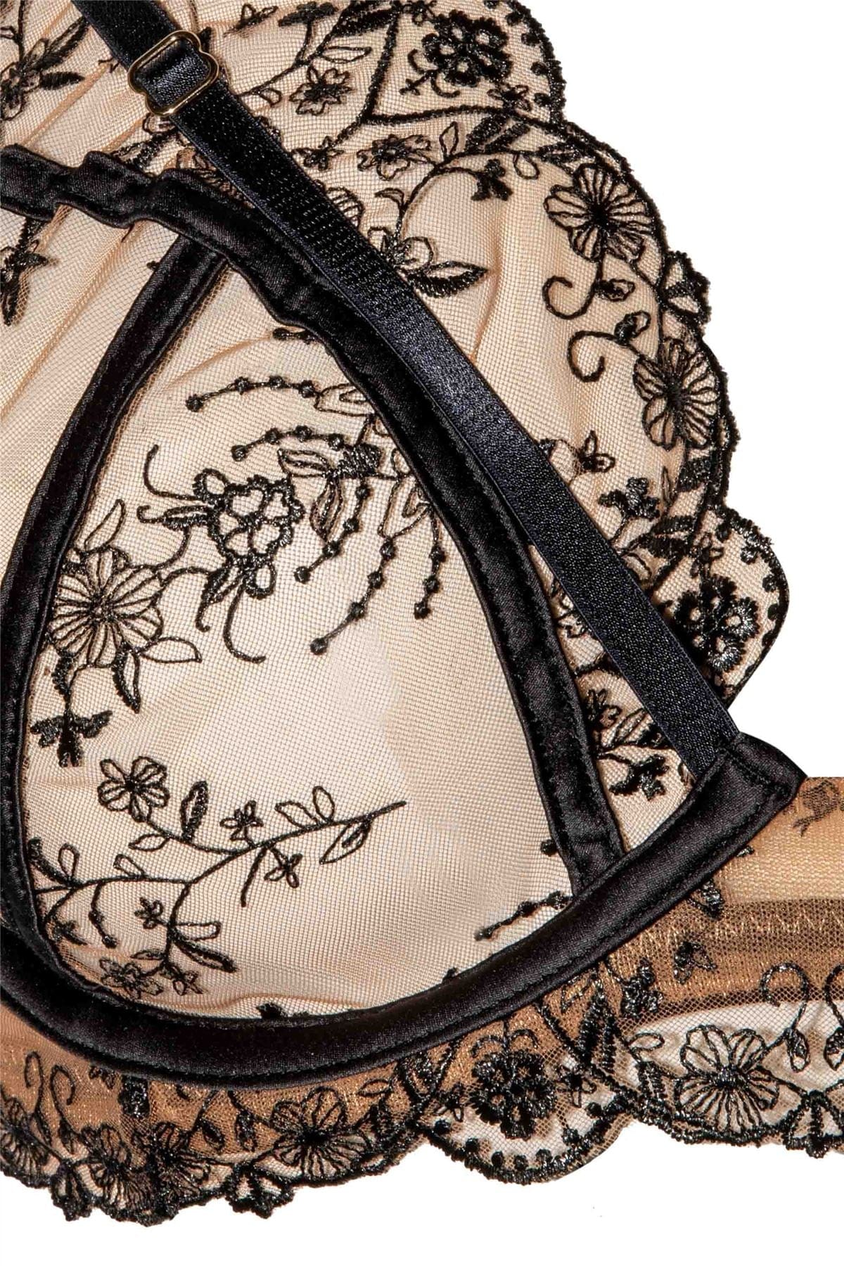 Cassia Black Embroidery Plunge Bra - Image 5