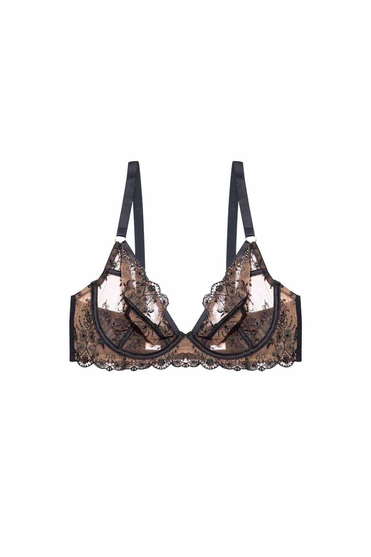 Cassia Black Embroidery Plunge Bra - Image 6
