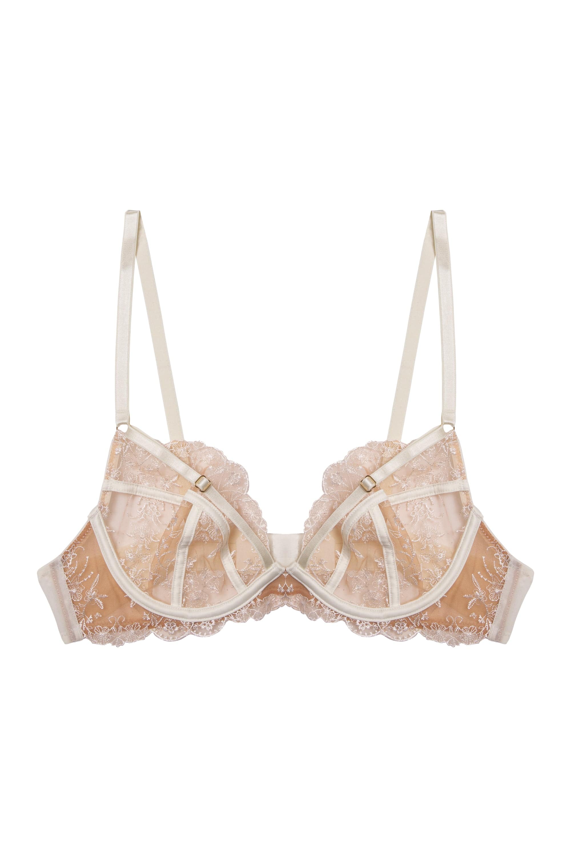 Cassia Ivory Floral Embroidery Caged Bra - Image 6