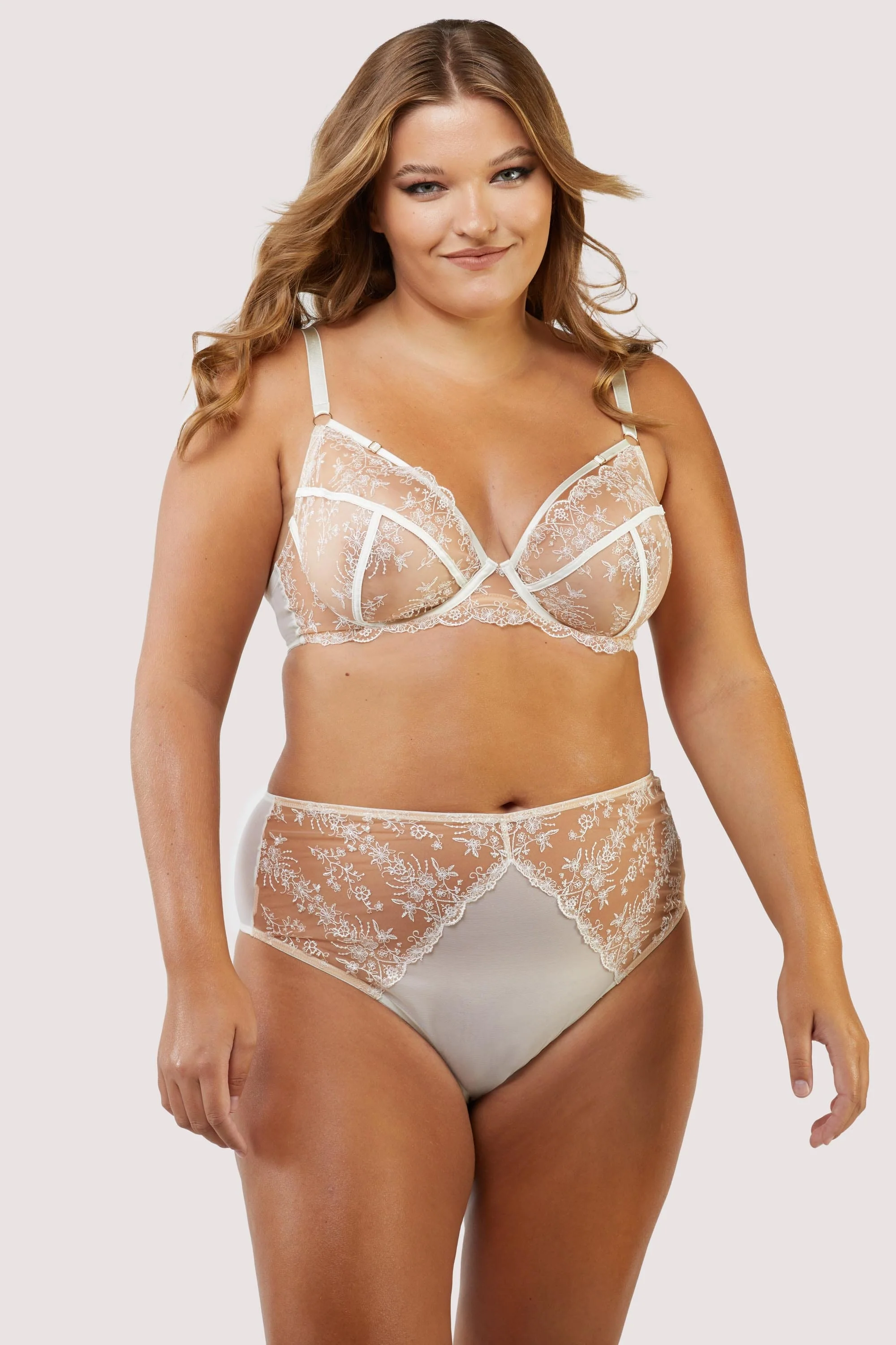 Cassia Ivory Floral Embroidery High Waisted Thong - Image 7