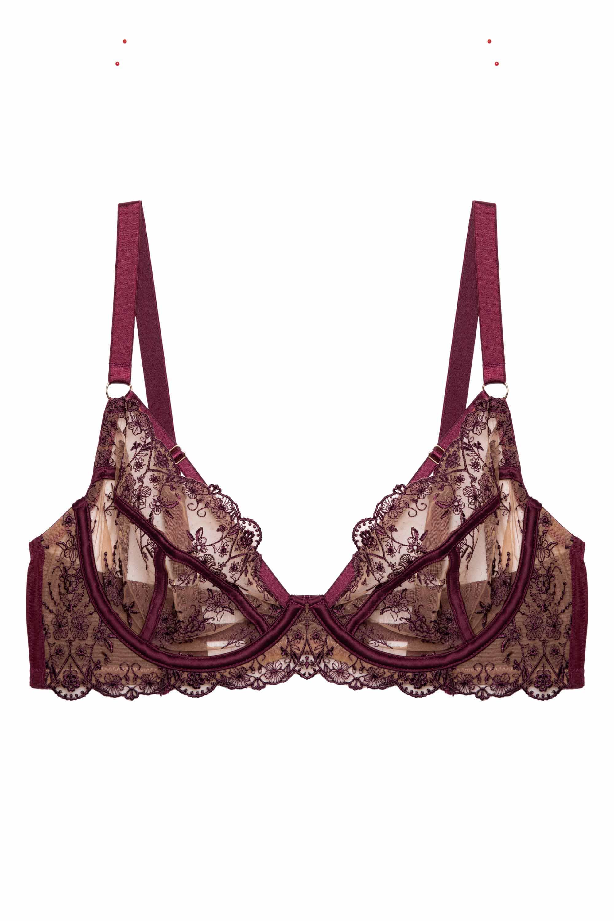 Cassia Wine Custom Embroidery Bra - Image 9