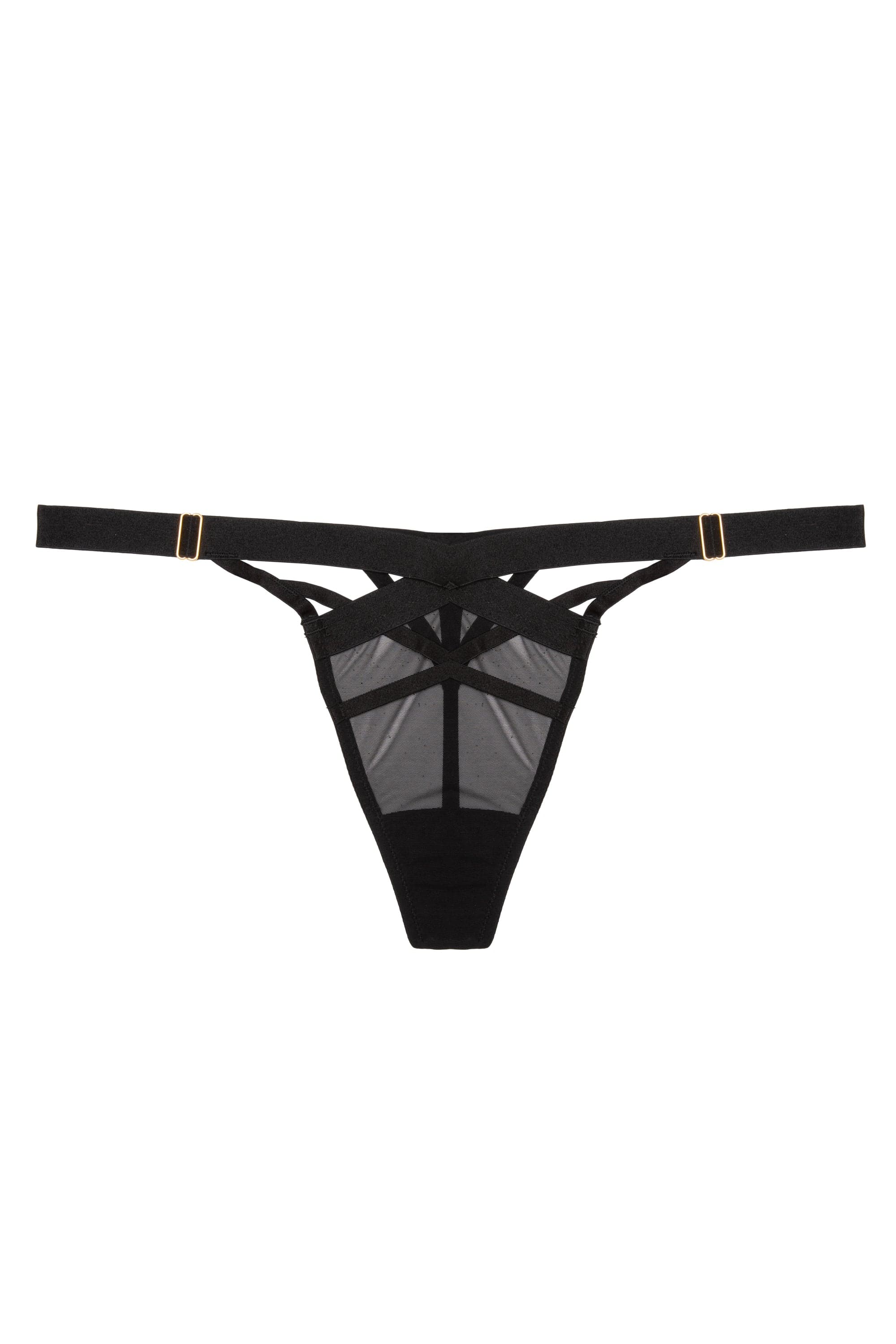 Chantal Black Elastic and Mesh Thong - Image 5