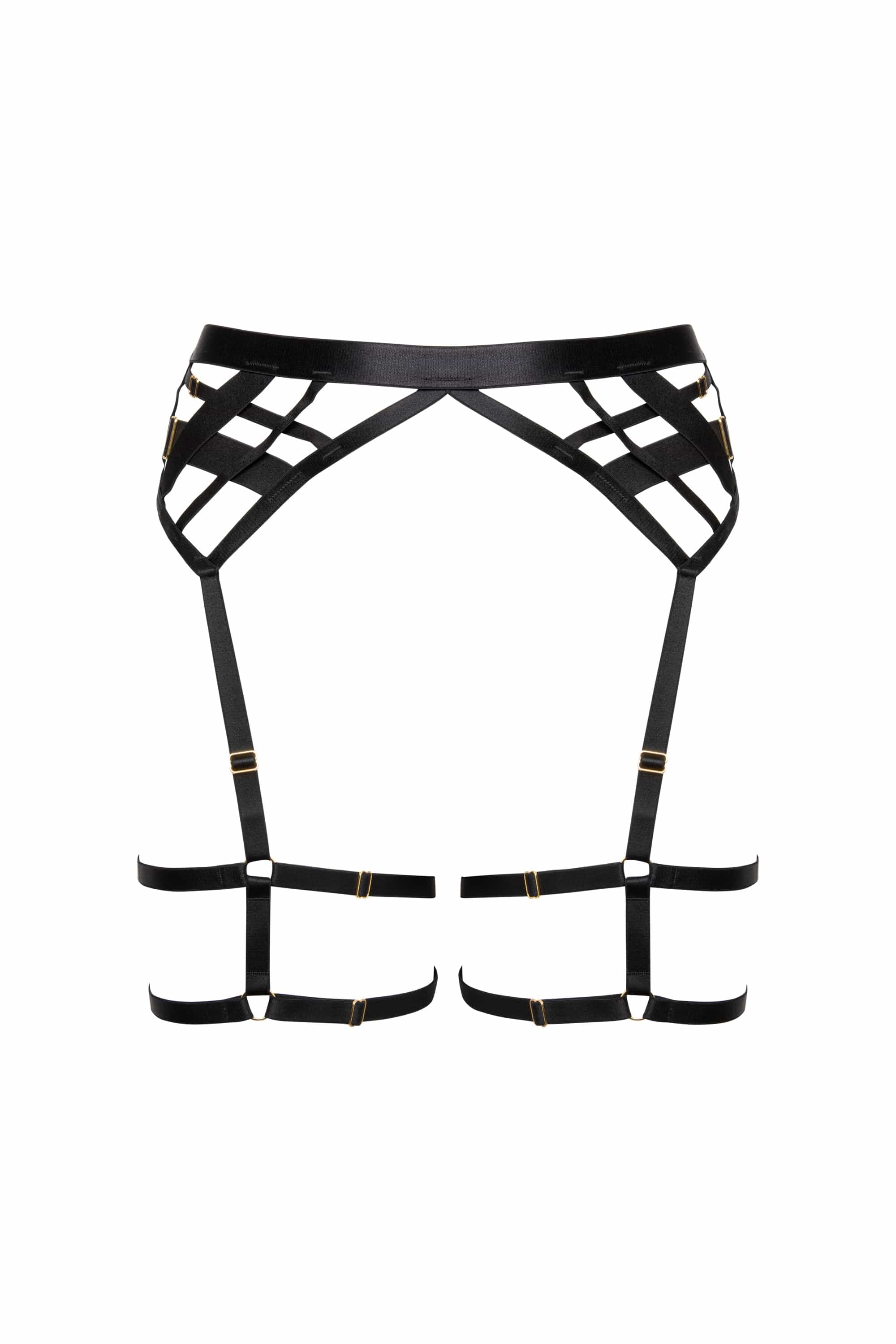 Chantal Black Open Elastic Suspender with Leg Harness - Image 6