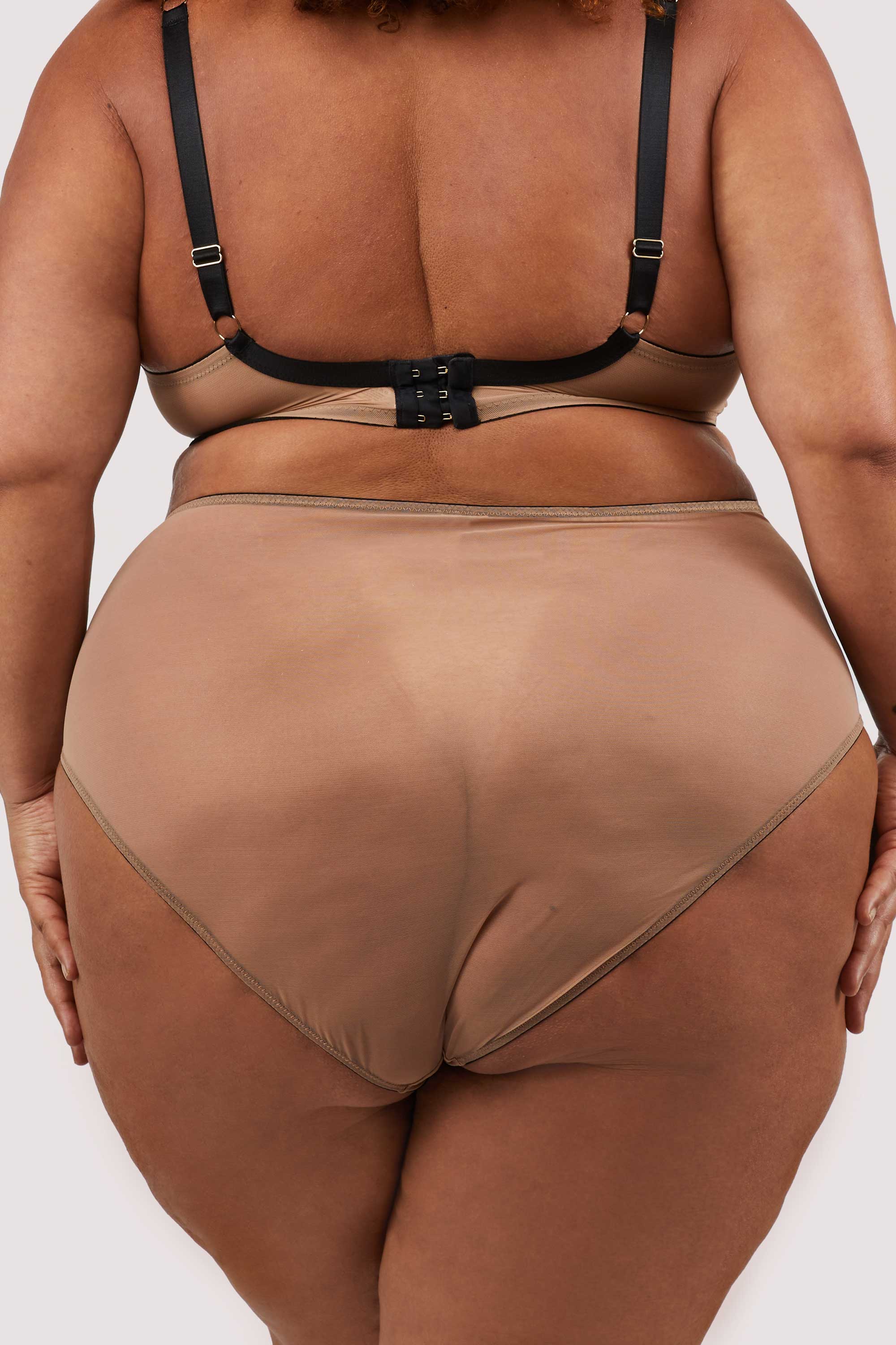 Clara Latte And Black Lace High Waisted Brief - Image 2