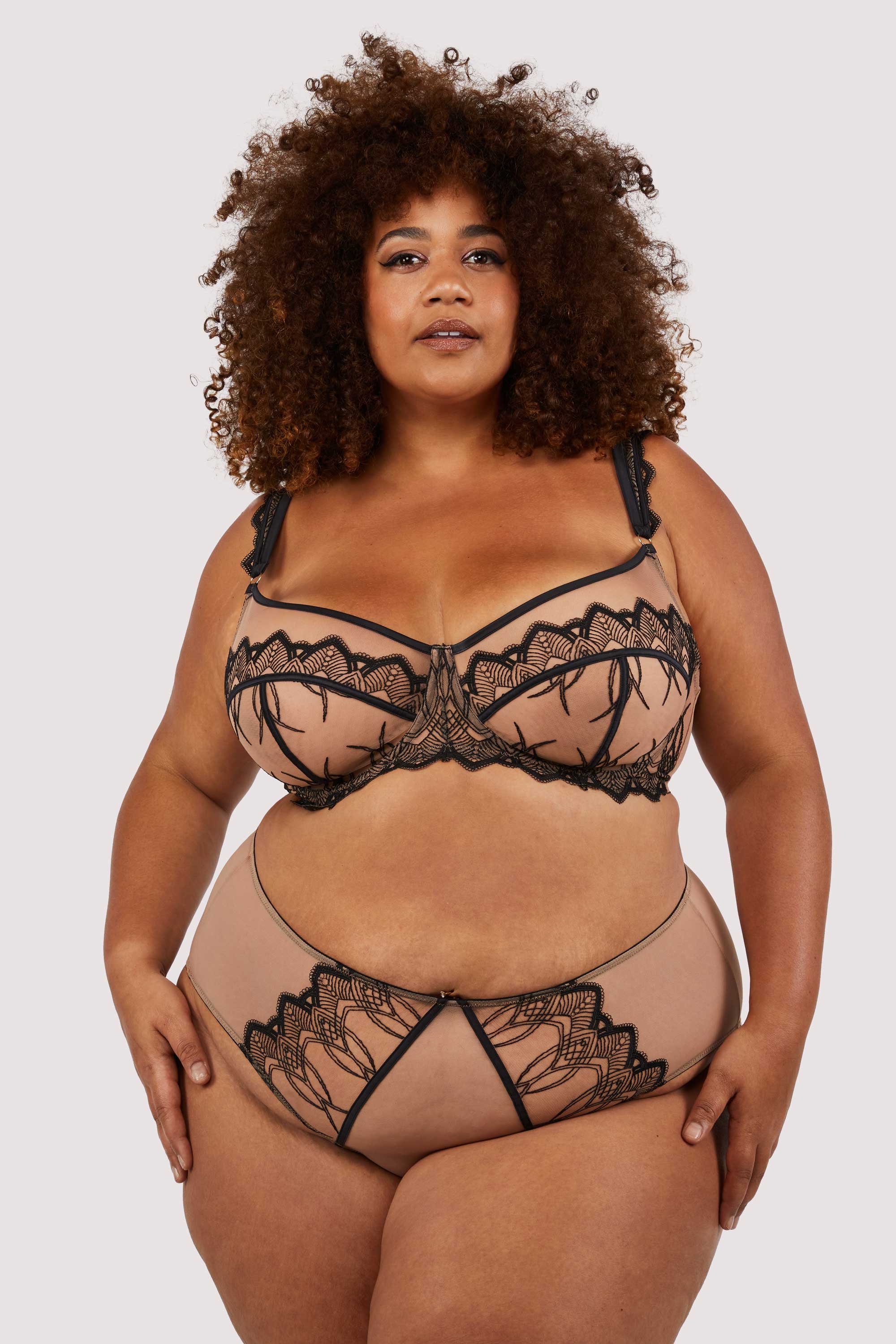 Clara Latte And Black Lace Harness and Bra - Image 3
