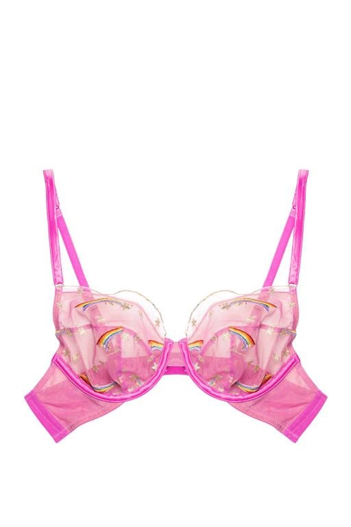 Coccinelle Rainbow Shooting Star Pride Embroidery Plunge Bra - Image 10