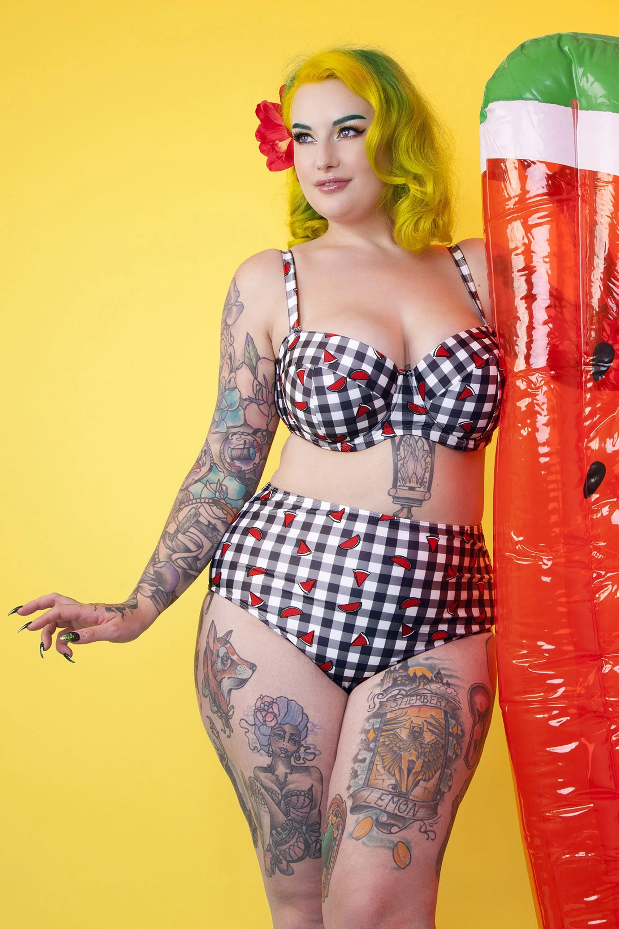Collectif Melon Gingham High waist brief - Image 2