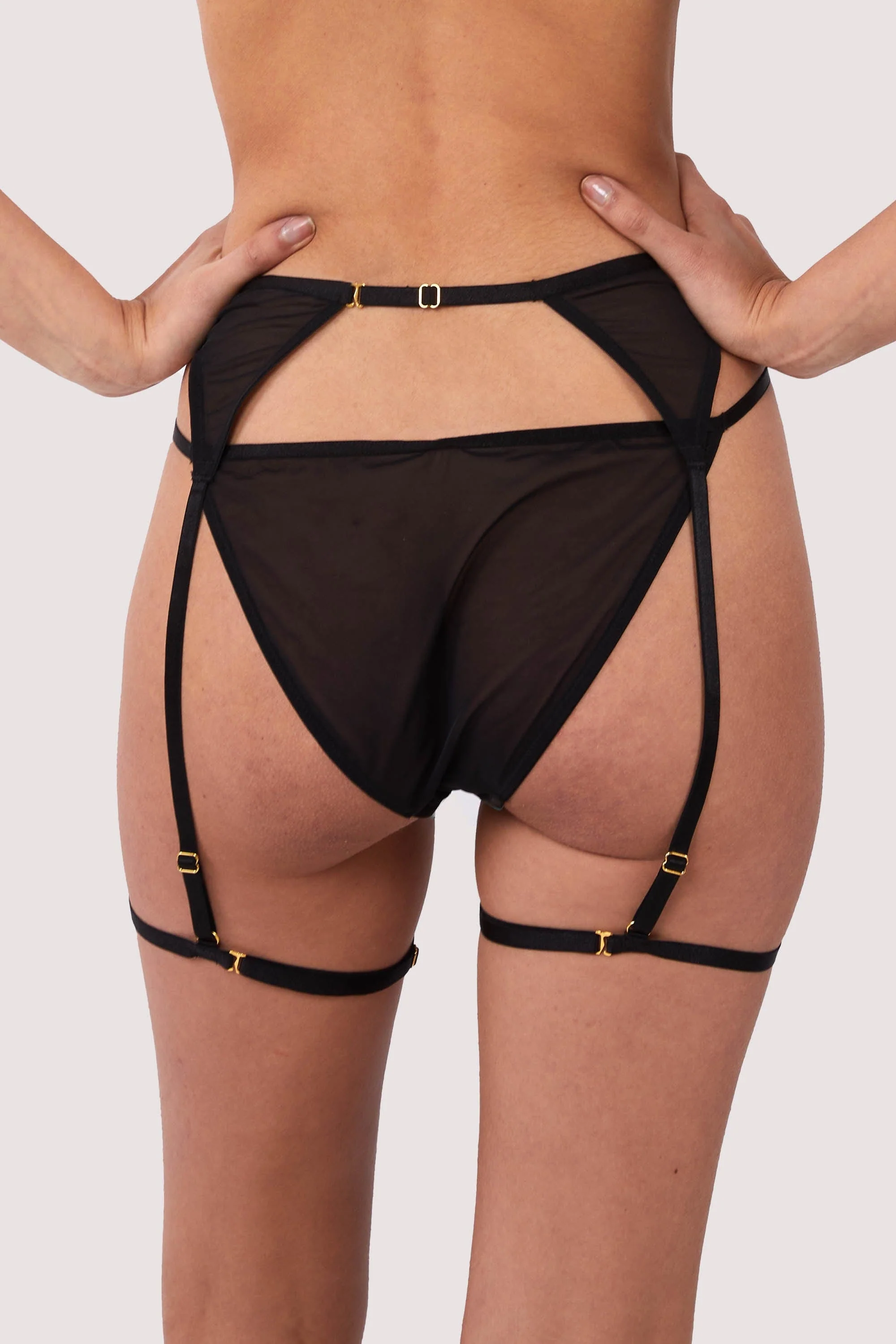 Cora Black Mesh & Trim Cut Out Suspender - Image 2
