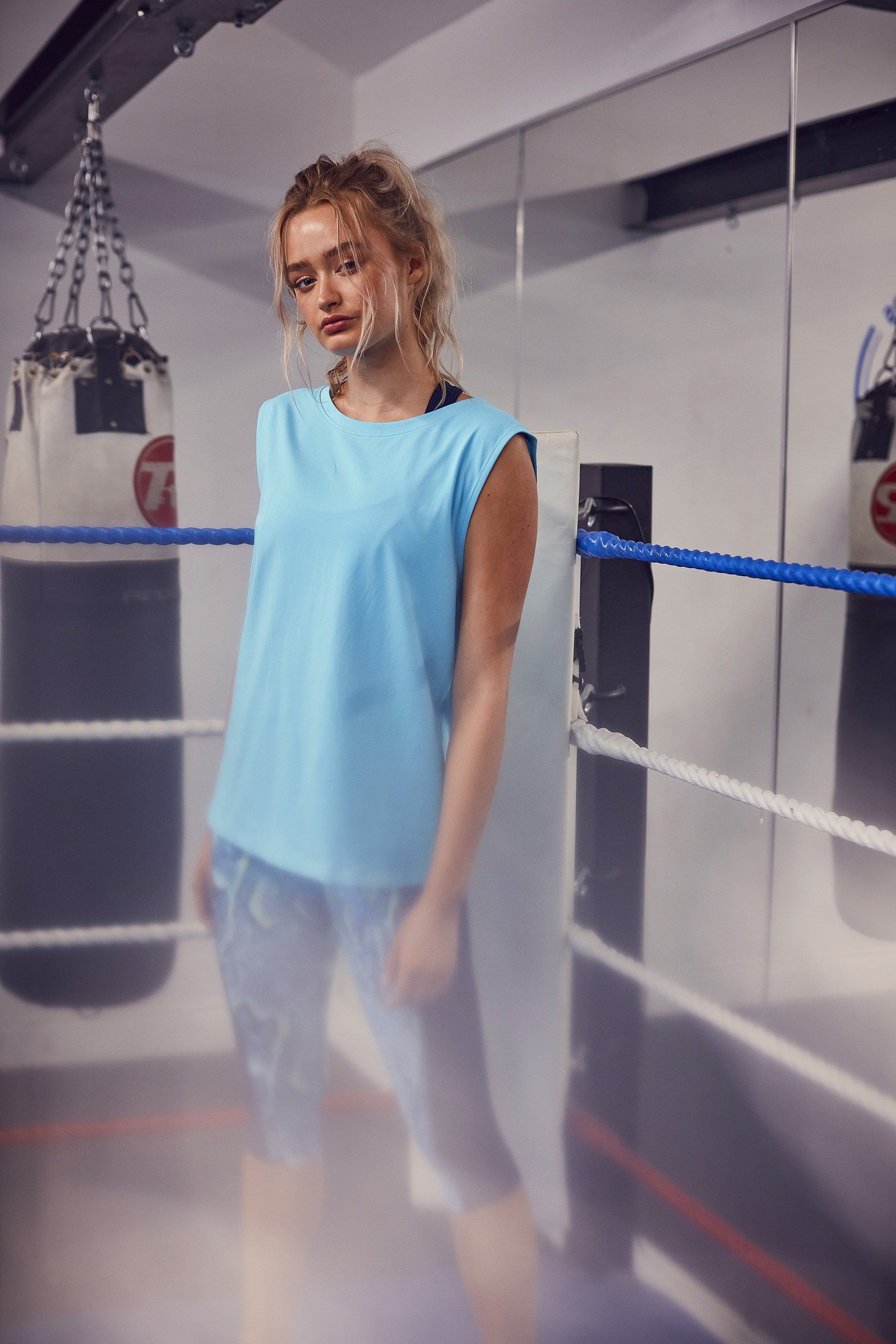 Cotton Knot Front Vest Blue - Image 3