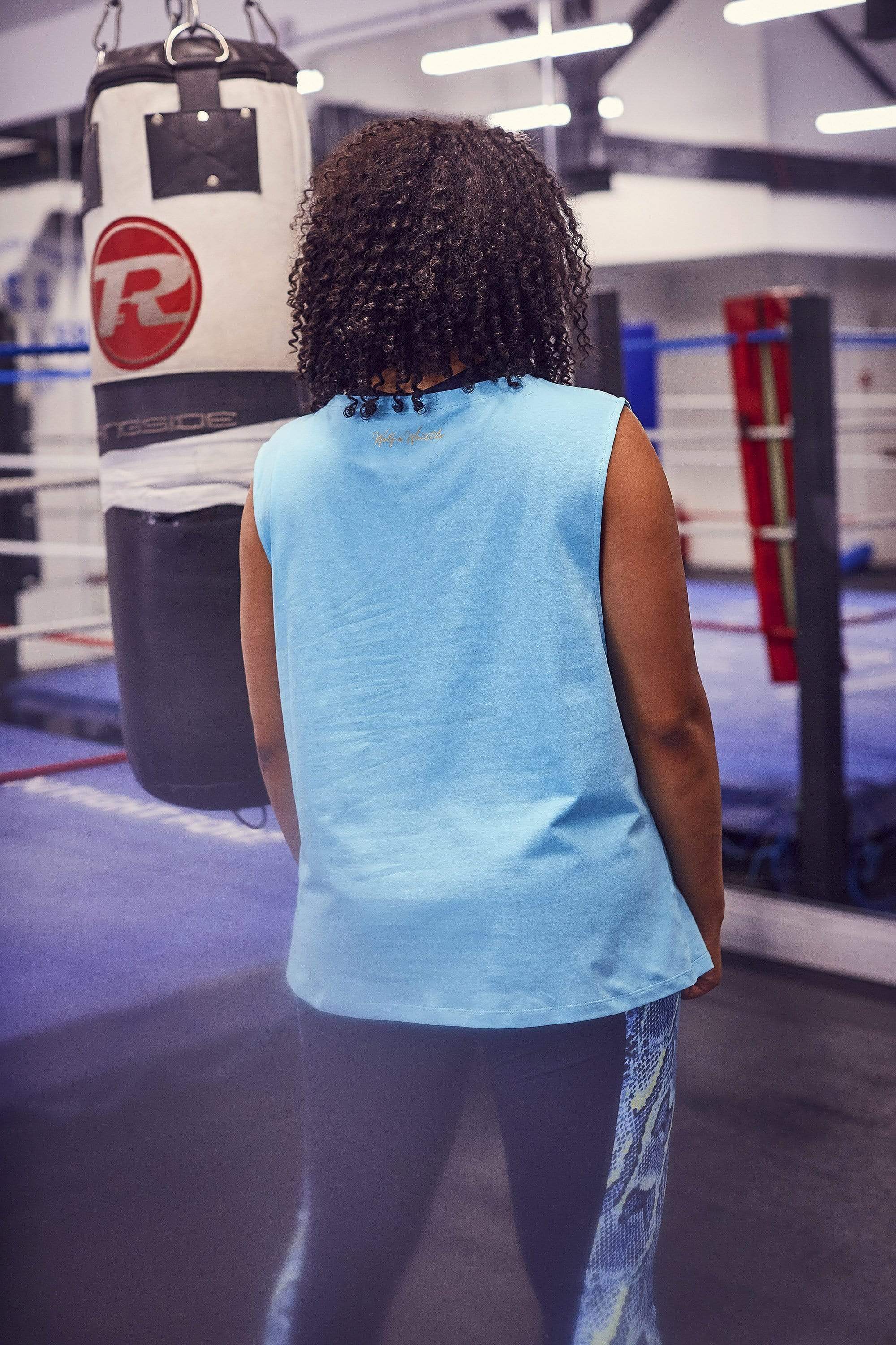 Cotton Knot Front Vest Blue Curve - Image 2