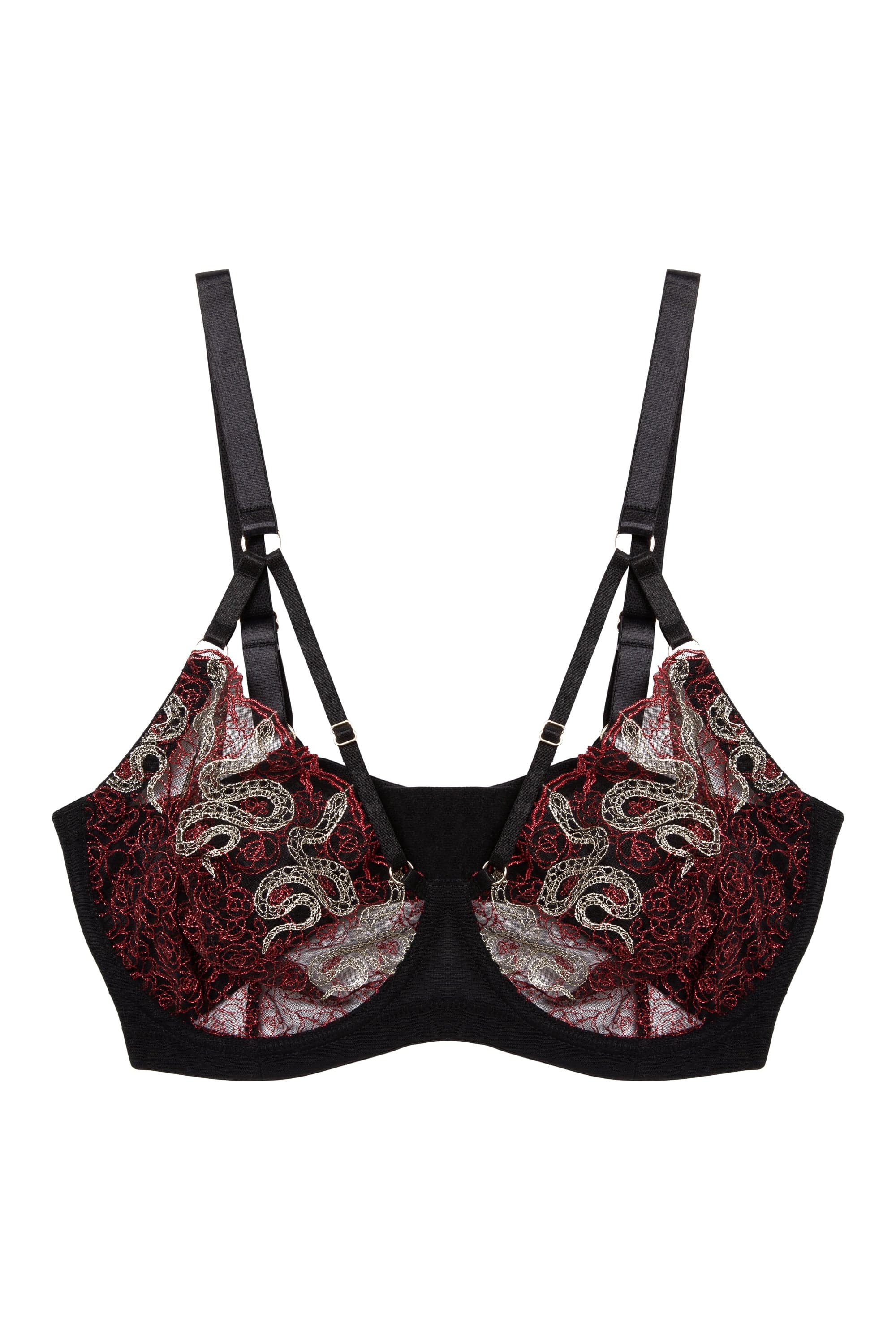 Dakota Red Snake Embroidered Balconette Bra - Image 10