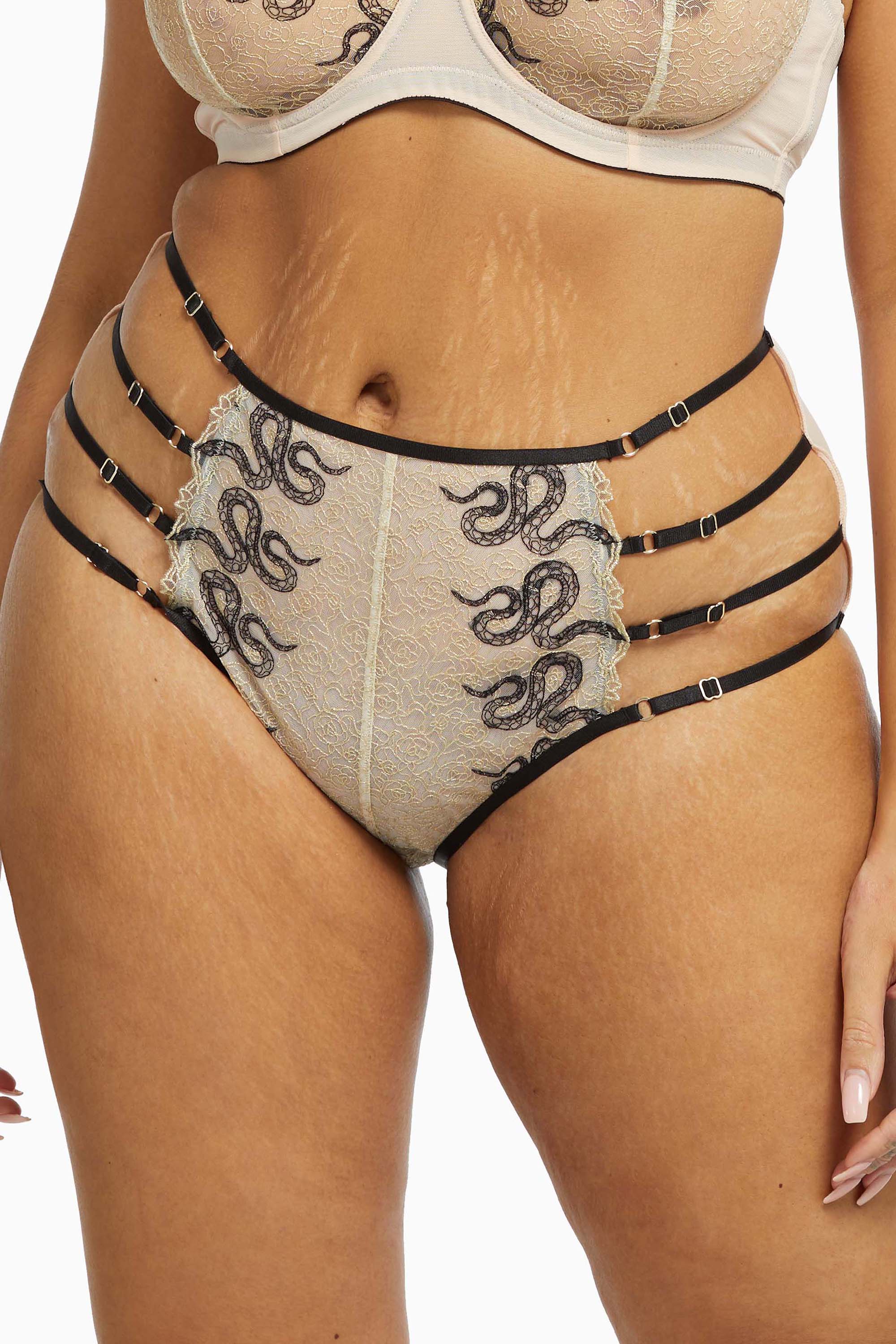 Dakota Snake High Waist Brief with Ring Details and Straps - Image 7