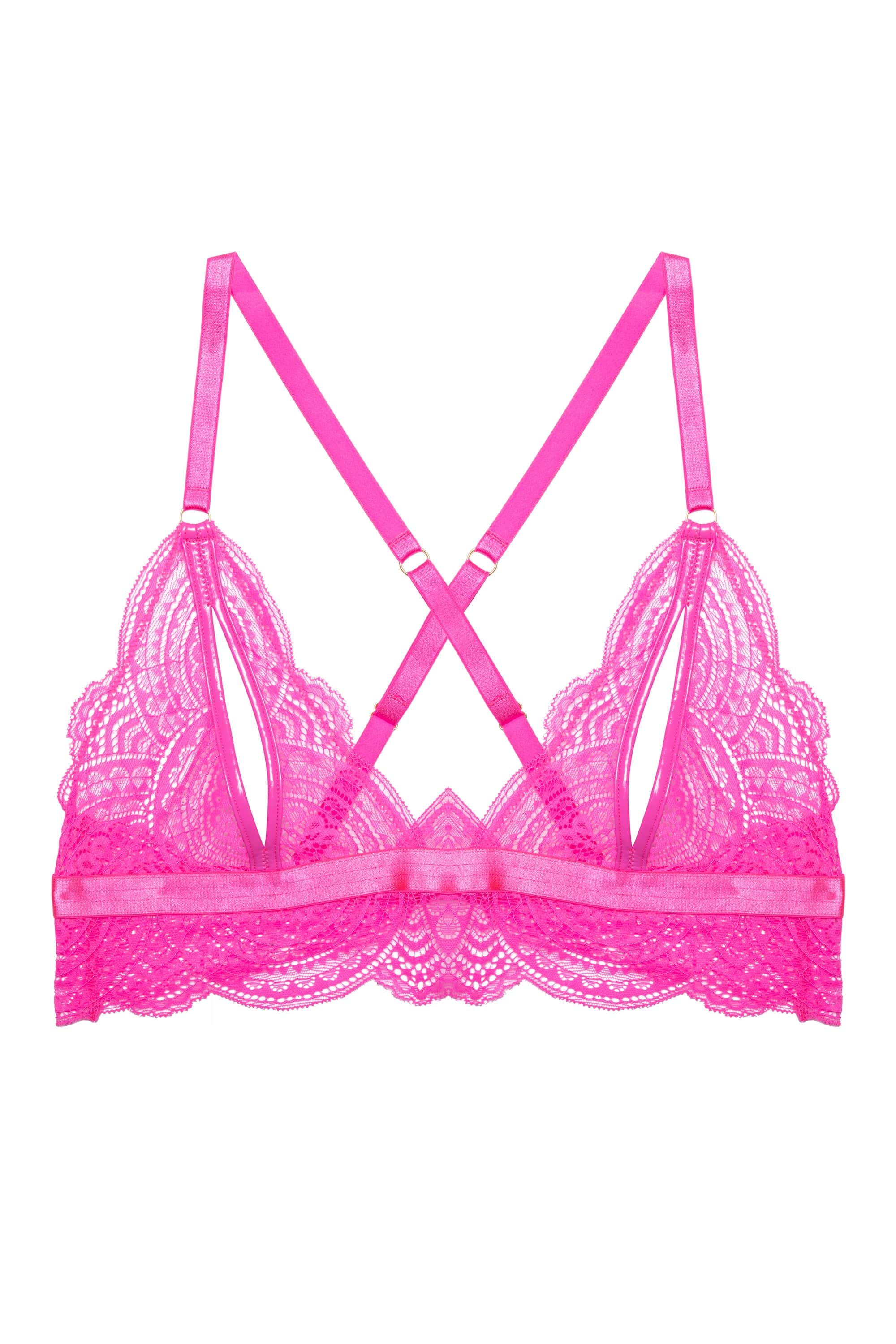 Demi Pink Lace Triangle Peep Bra - Image 7
