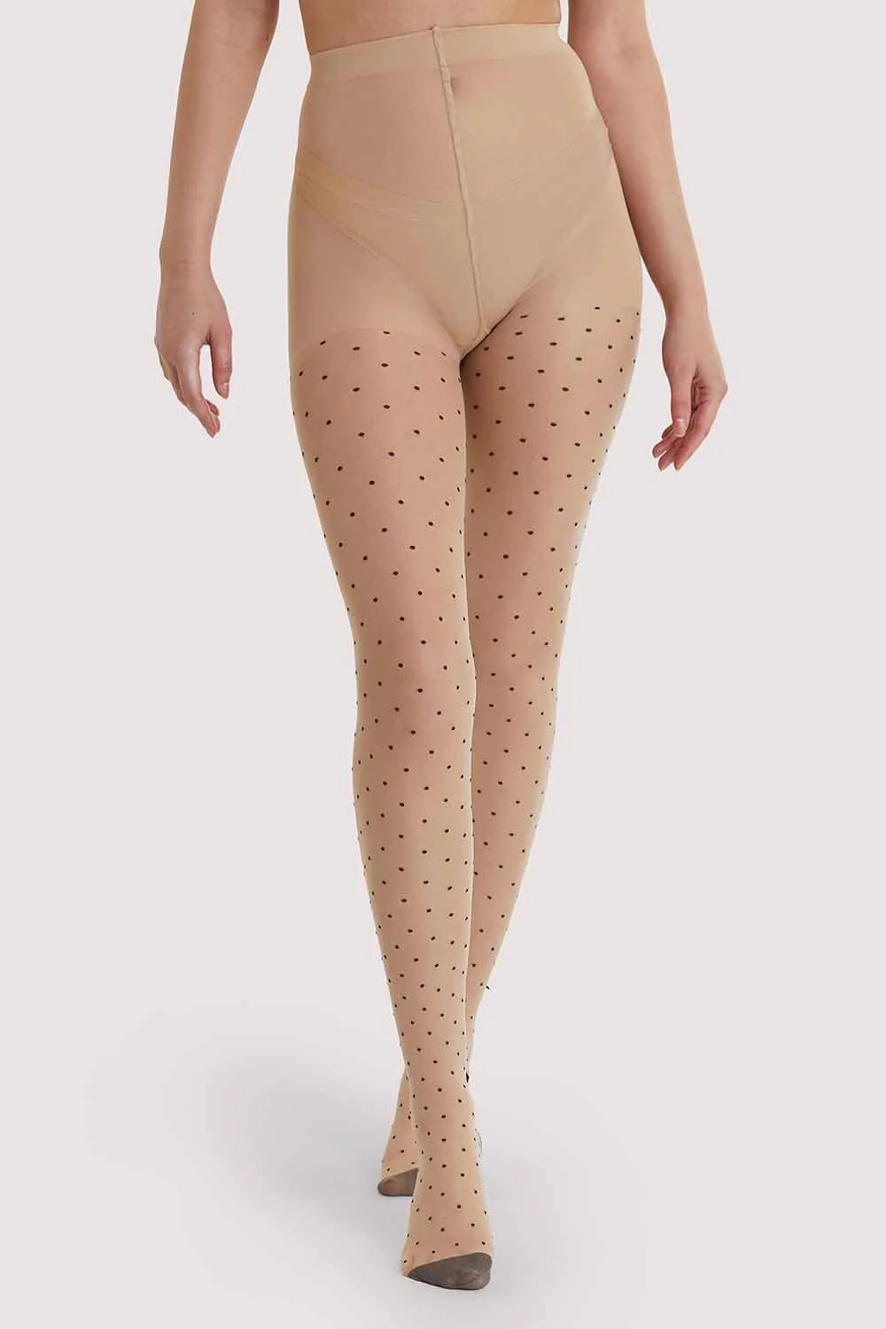 Dotty Seamed Tights With Bow Light Nude/Black AUS 8 - 22 - Image 2