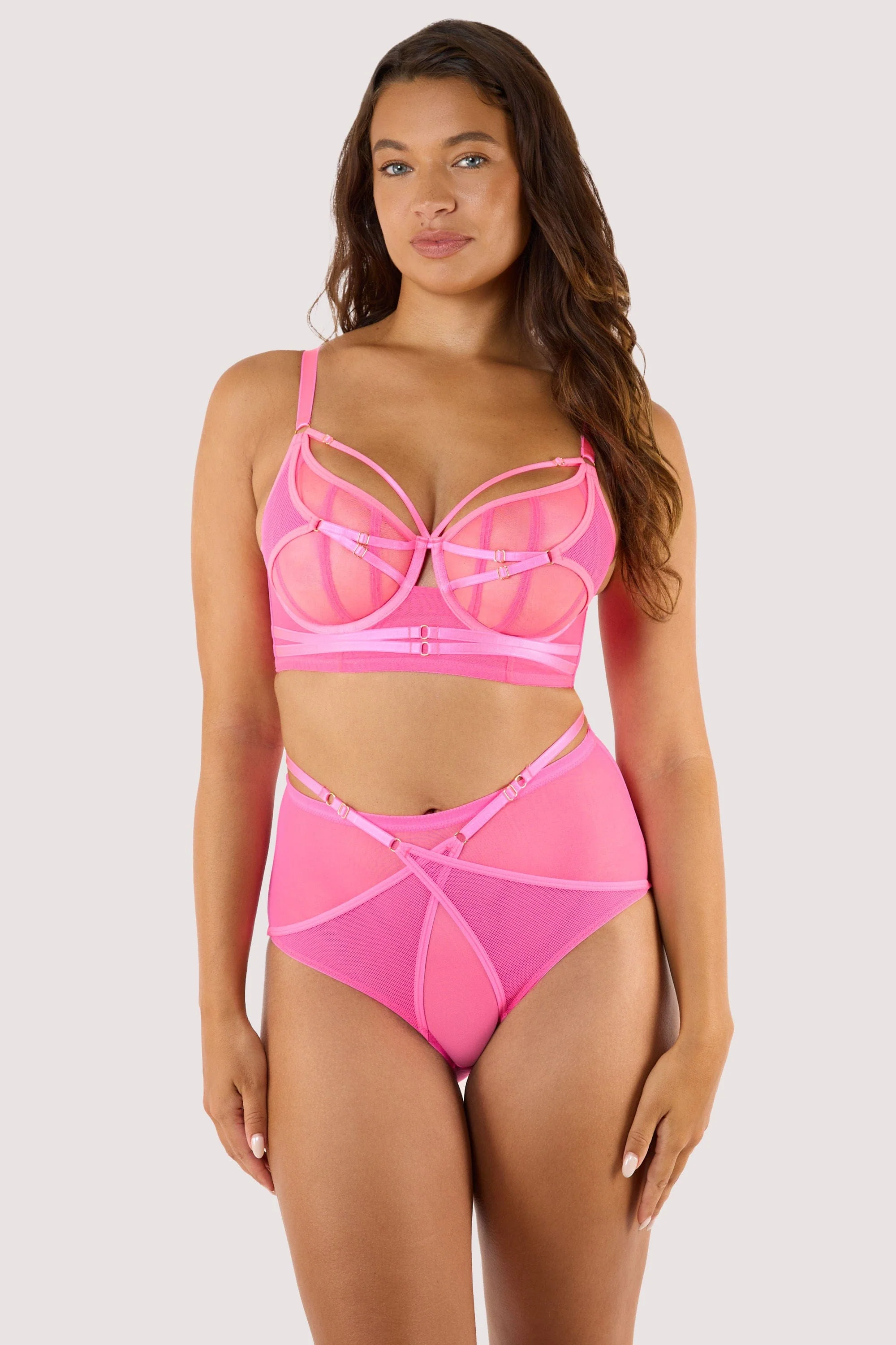 Eddie Neon Pink Crossover High Waist Brief - Image 4