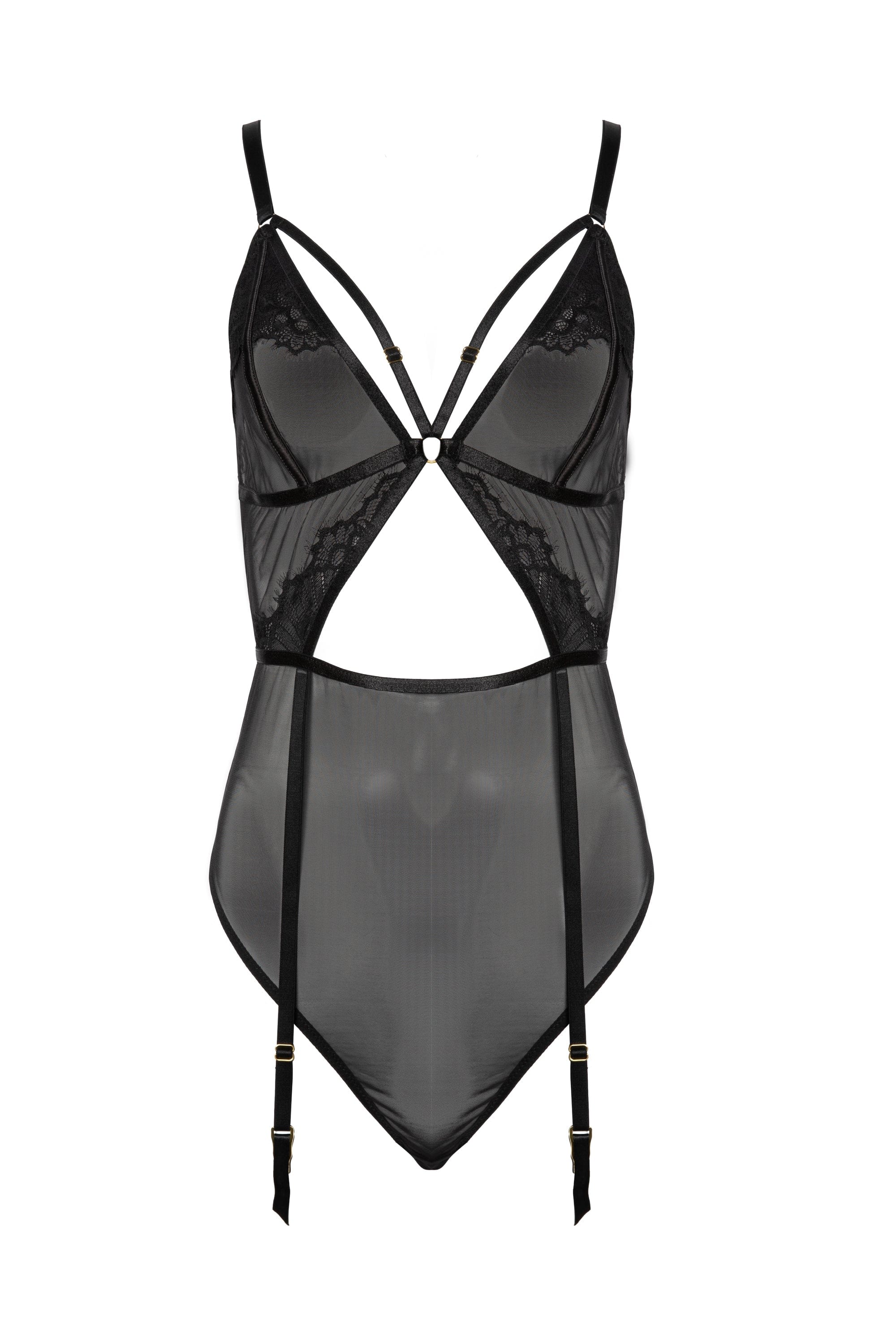 Eden Black Mesh Suspender Bodysuit - Image 5