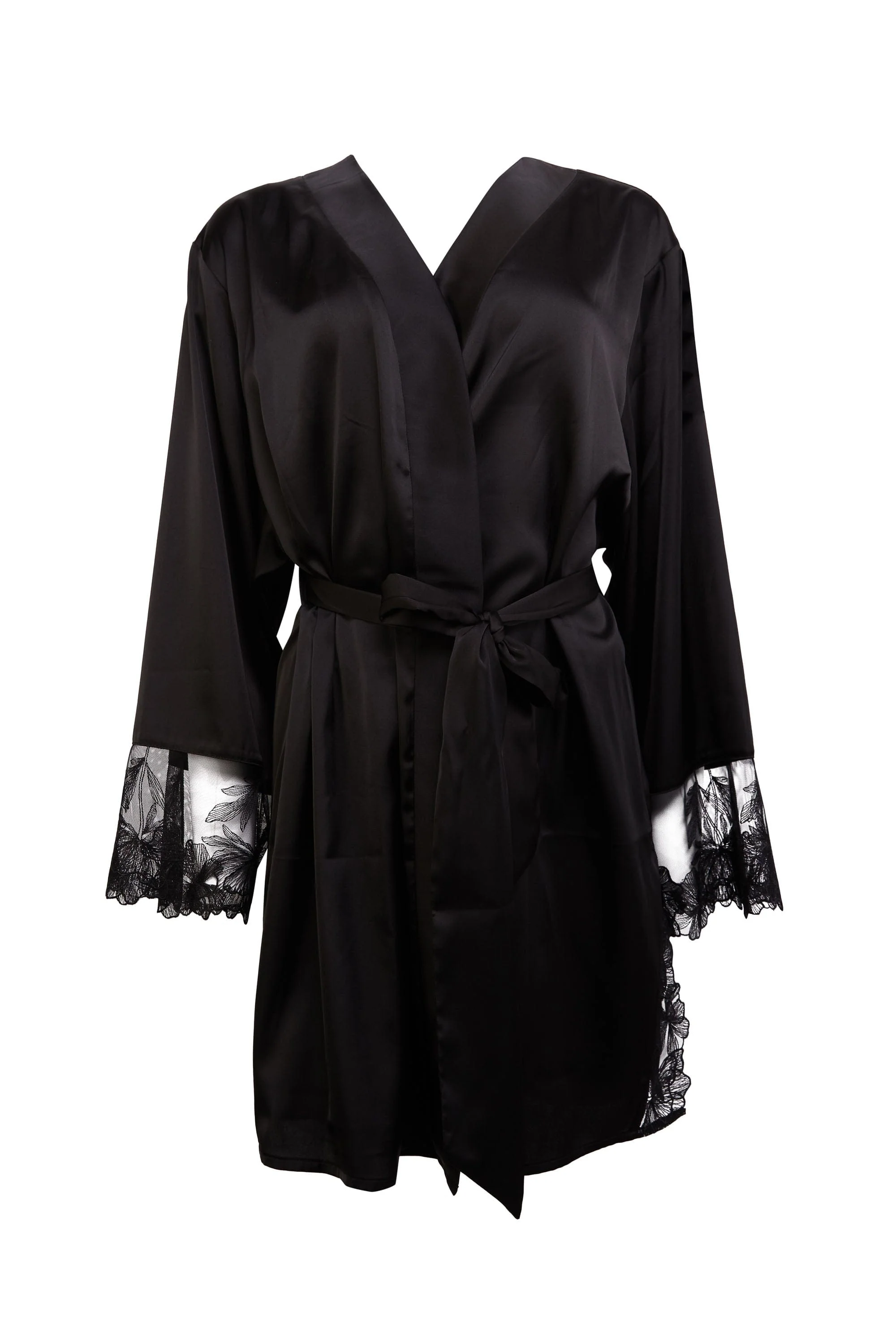 Eleanor Black Satin & Embroidery Robe - Image 5