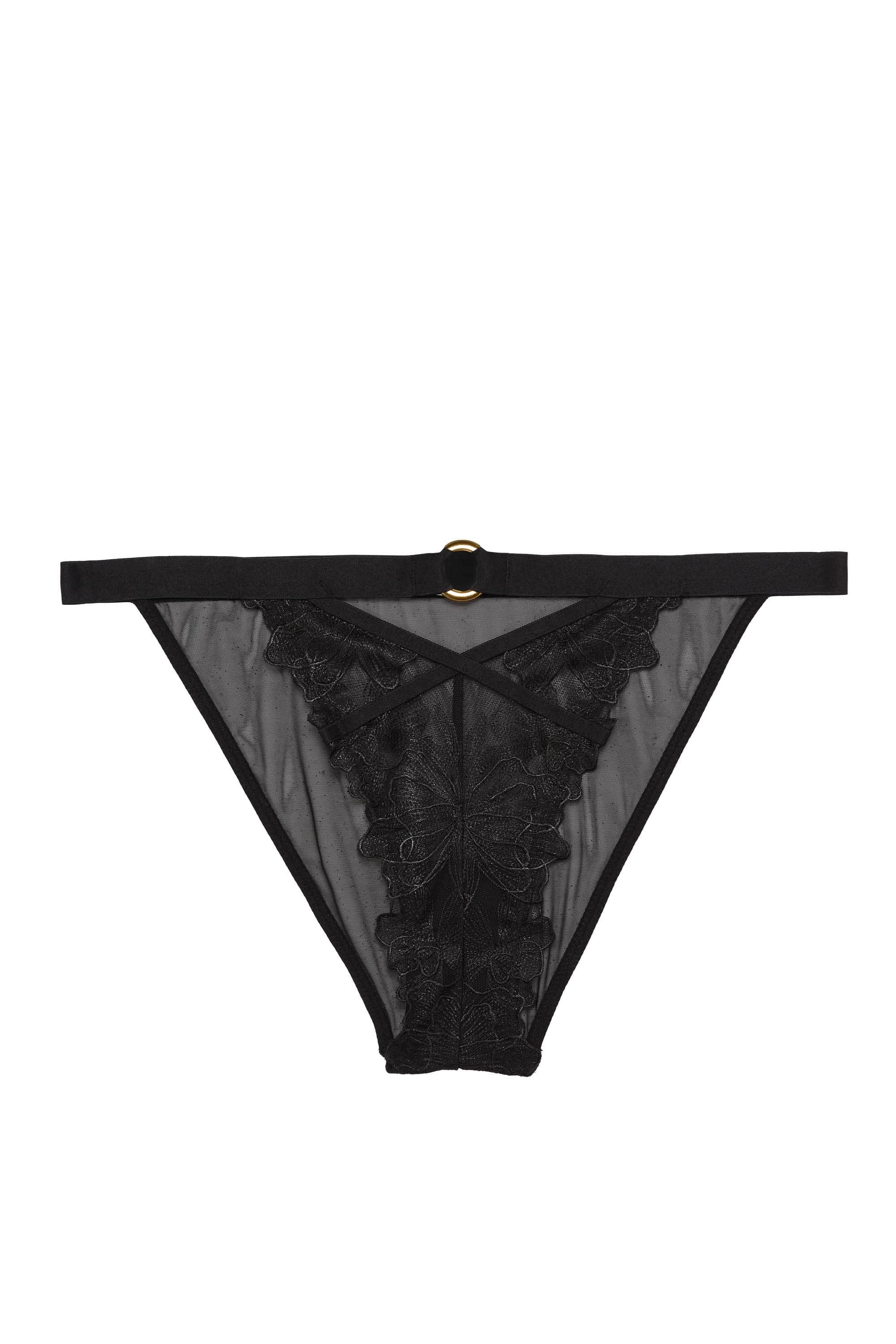 Eleanor Black Strappy Embroidery Brief - Image 4