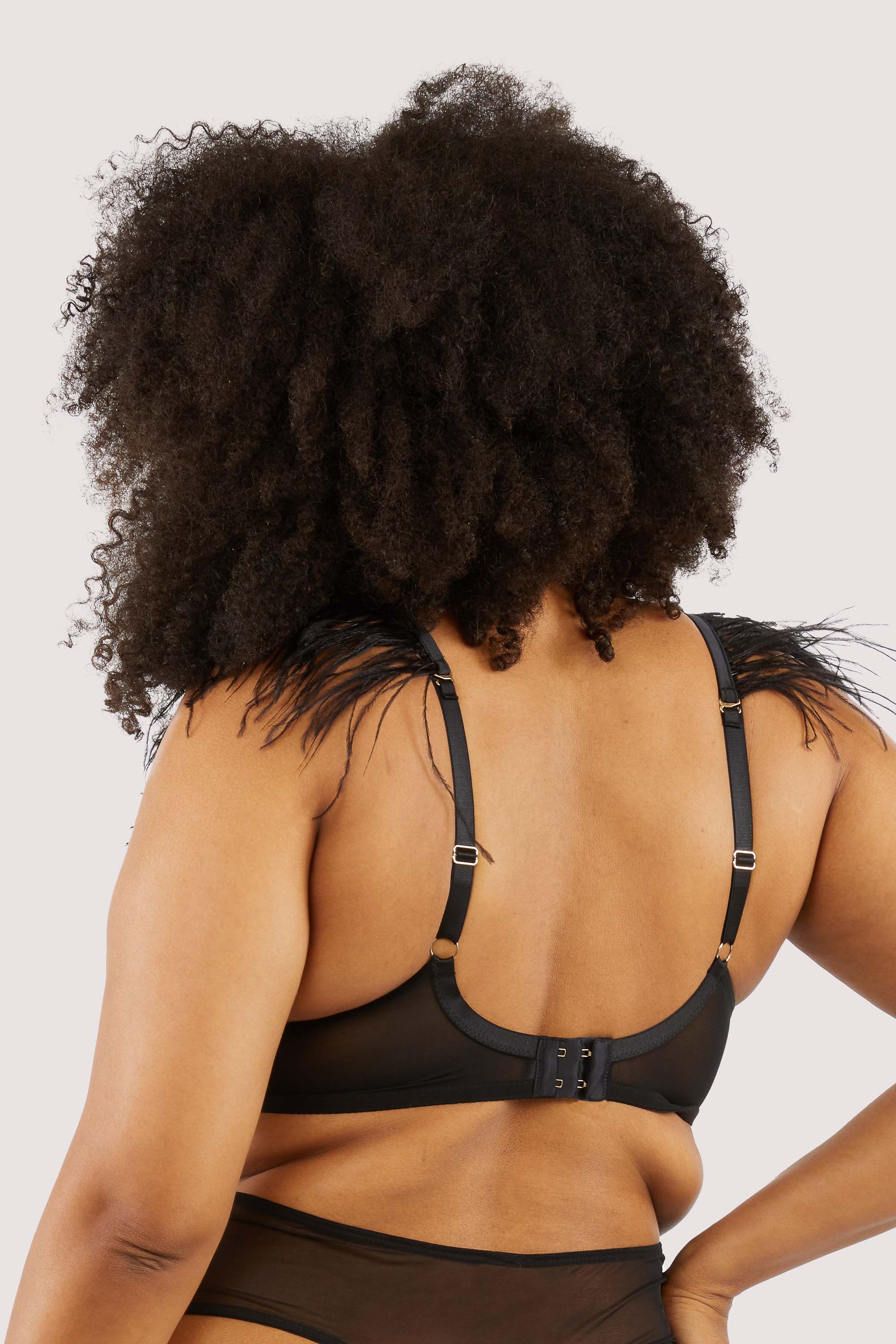 Electra Black Mesh And Satin Feather Bra - Image 5