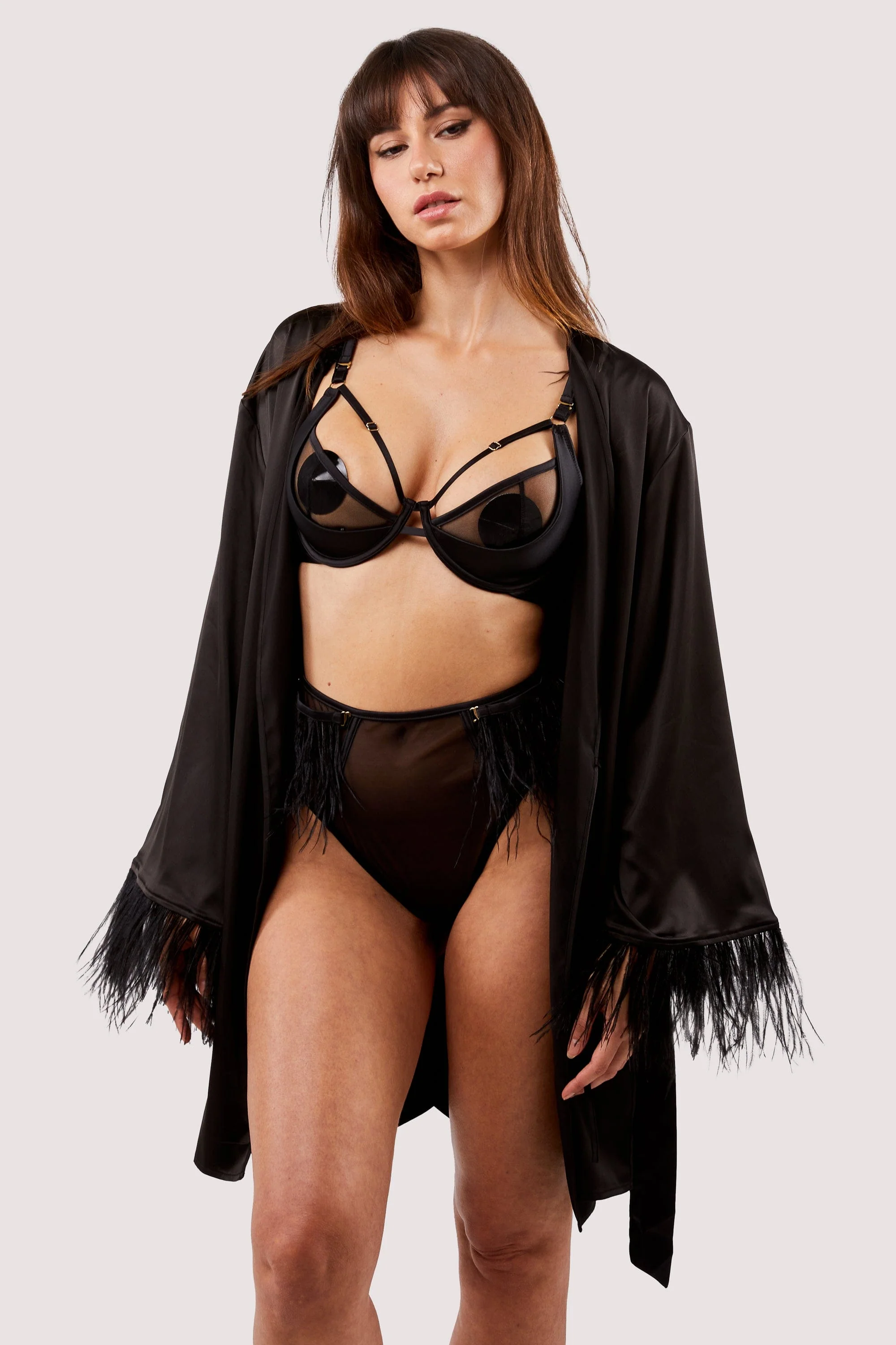 Electra Black Mesh And Satin Feather Bra - Image 7