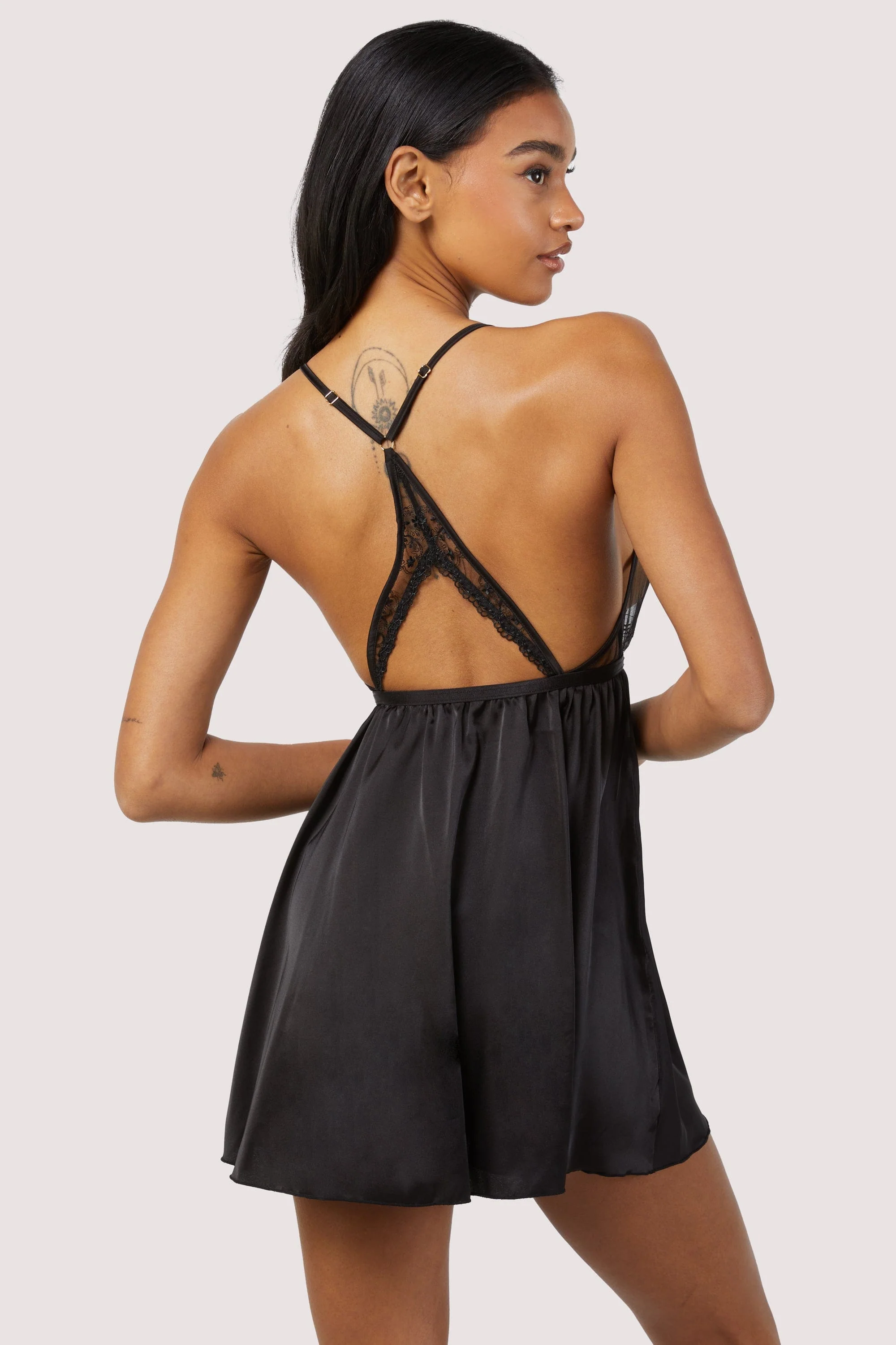 Elise Black Embroidery Babydoll and Thong Set - Image 3