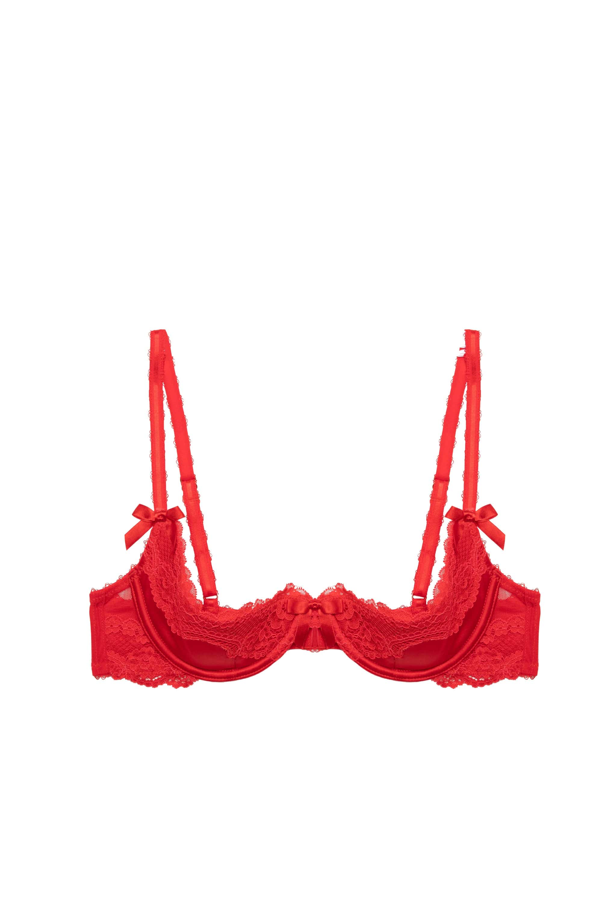 Eliza Red Lace Trim Quarter Cup Bra - Image 7