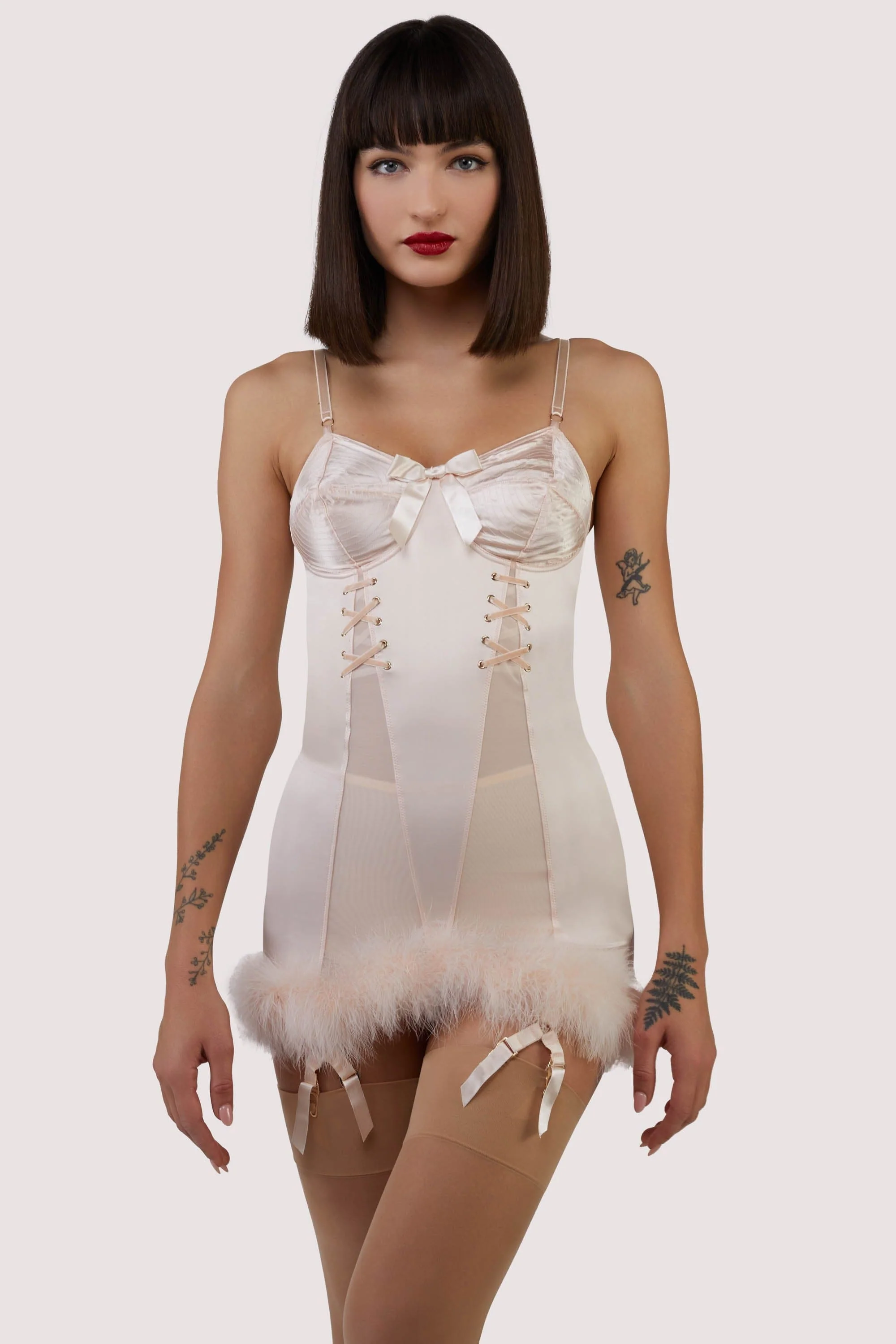 Elsie Peach Spiral Cup Corselette Set - Image 6