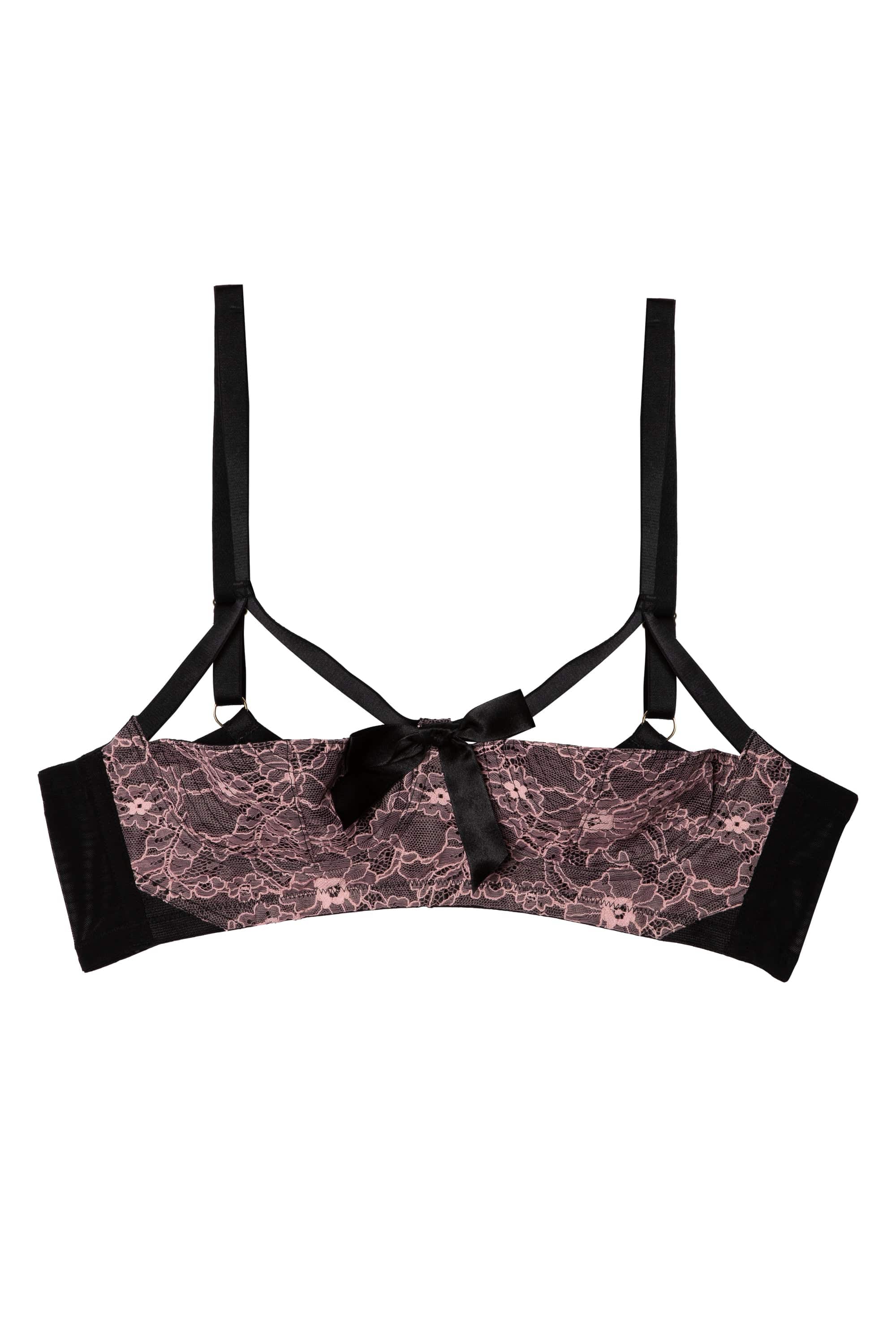 Elsie Pink Lace Quarter Cup Bra - Image 5