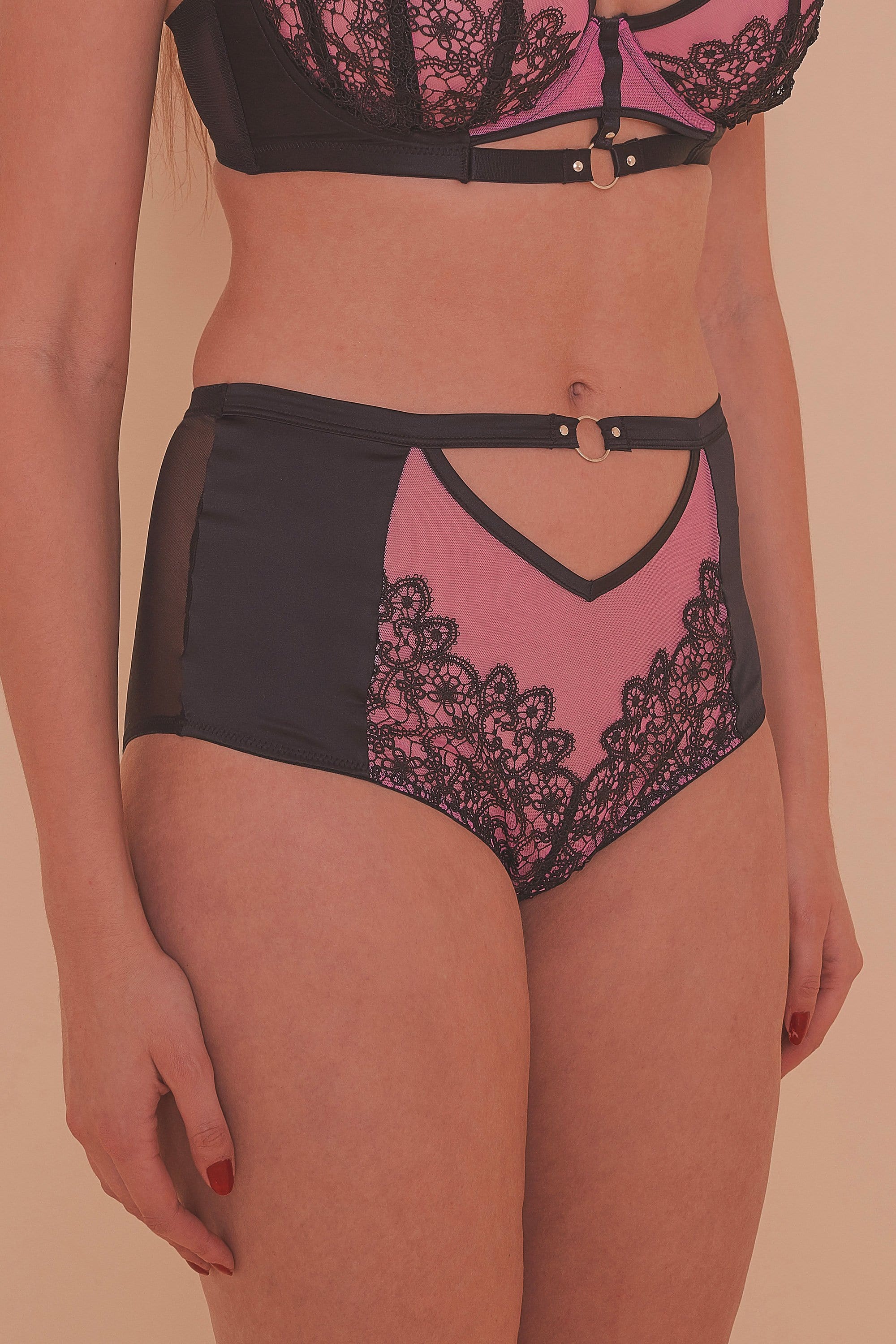 Emelda Lilac Satin and lace ring detail HW pant - Image 5
