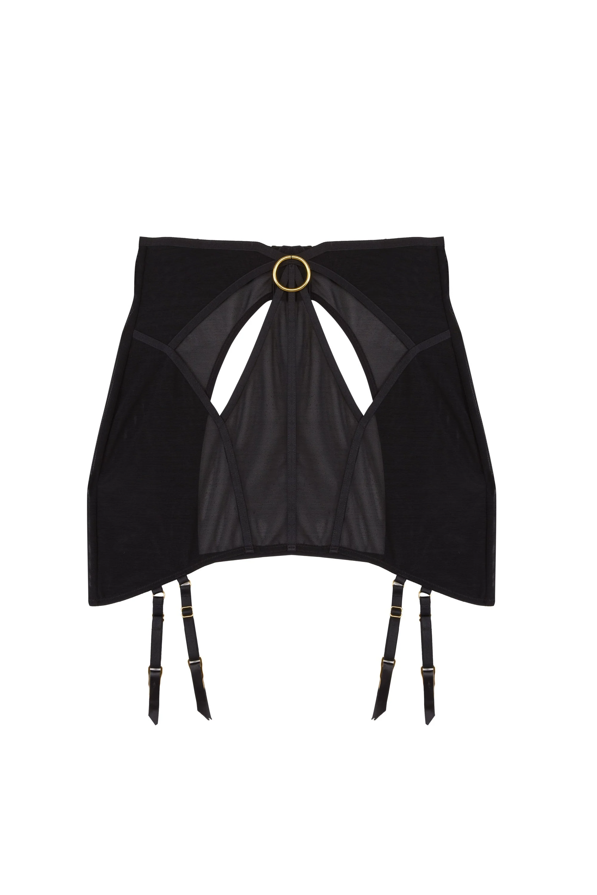 Emilia Black Mesh Cut Out Double Ring Girdle - Image 5