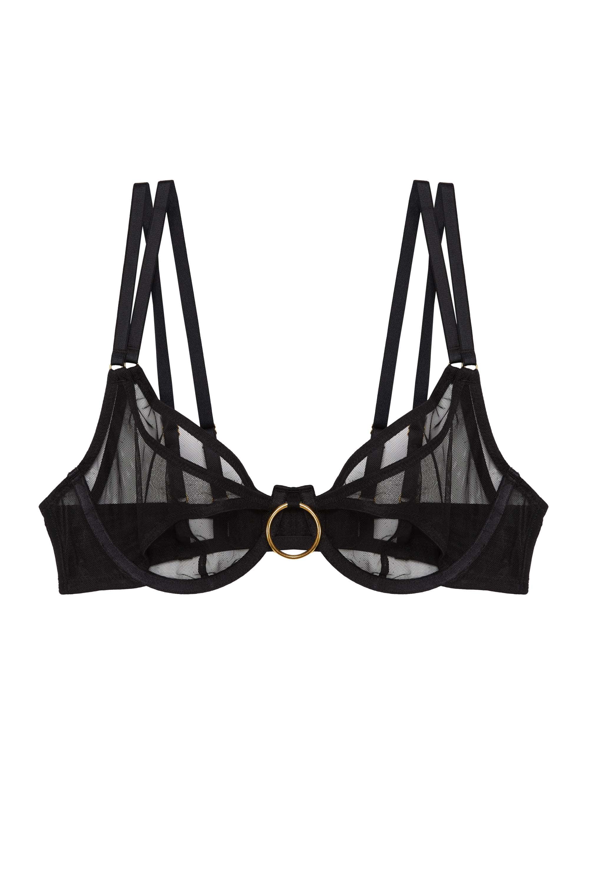 Emilia Black Mesh Double Ring Bra - Image 5