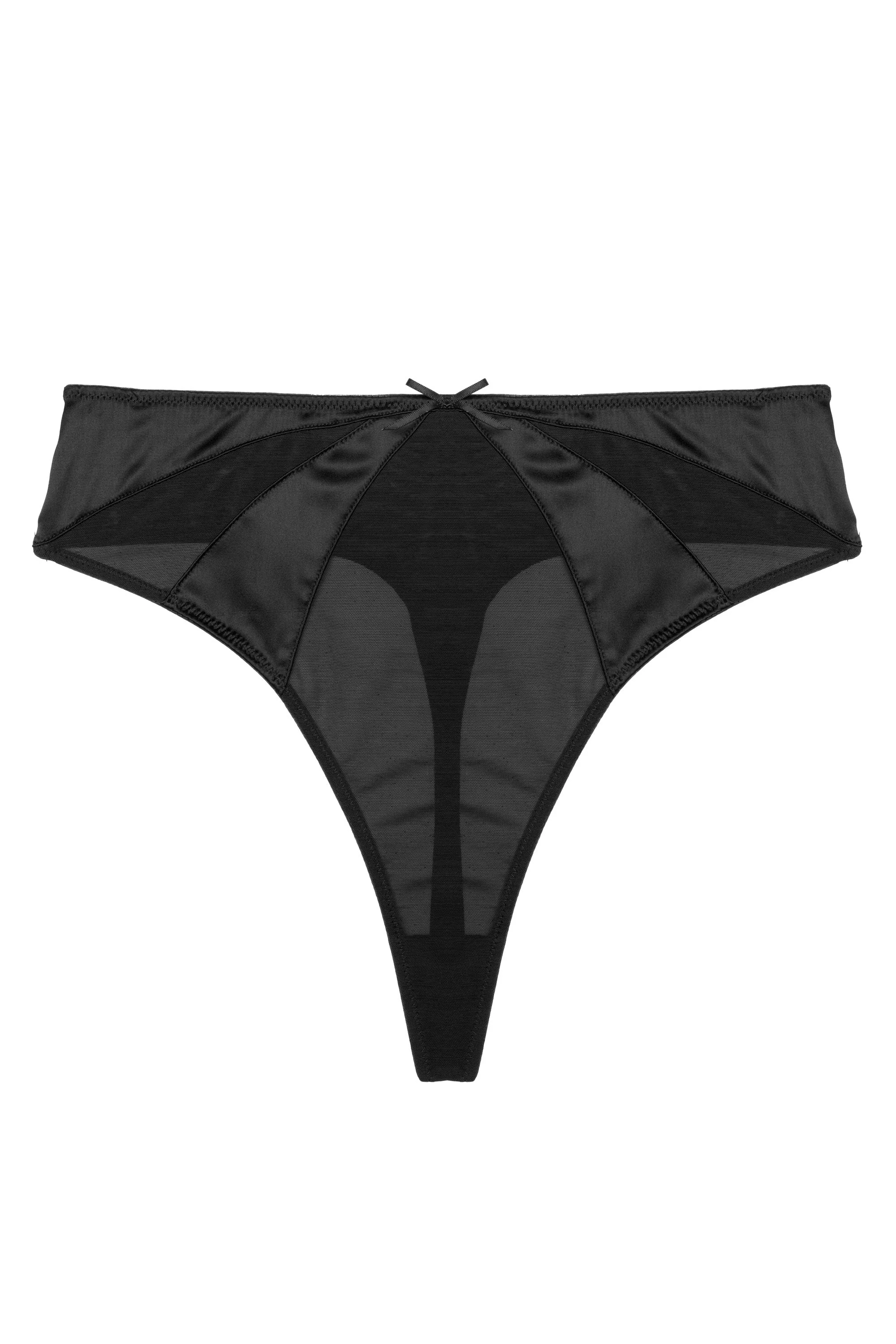 Etta Black Mesh And Satin High Waist Thong - Image 5