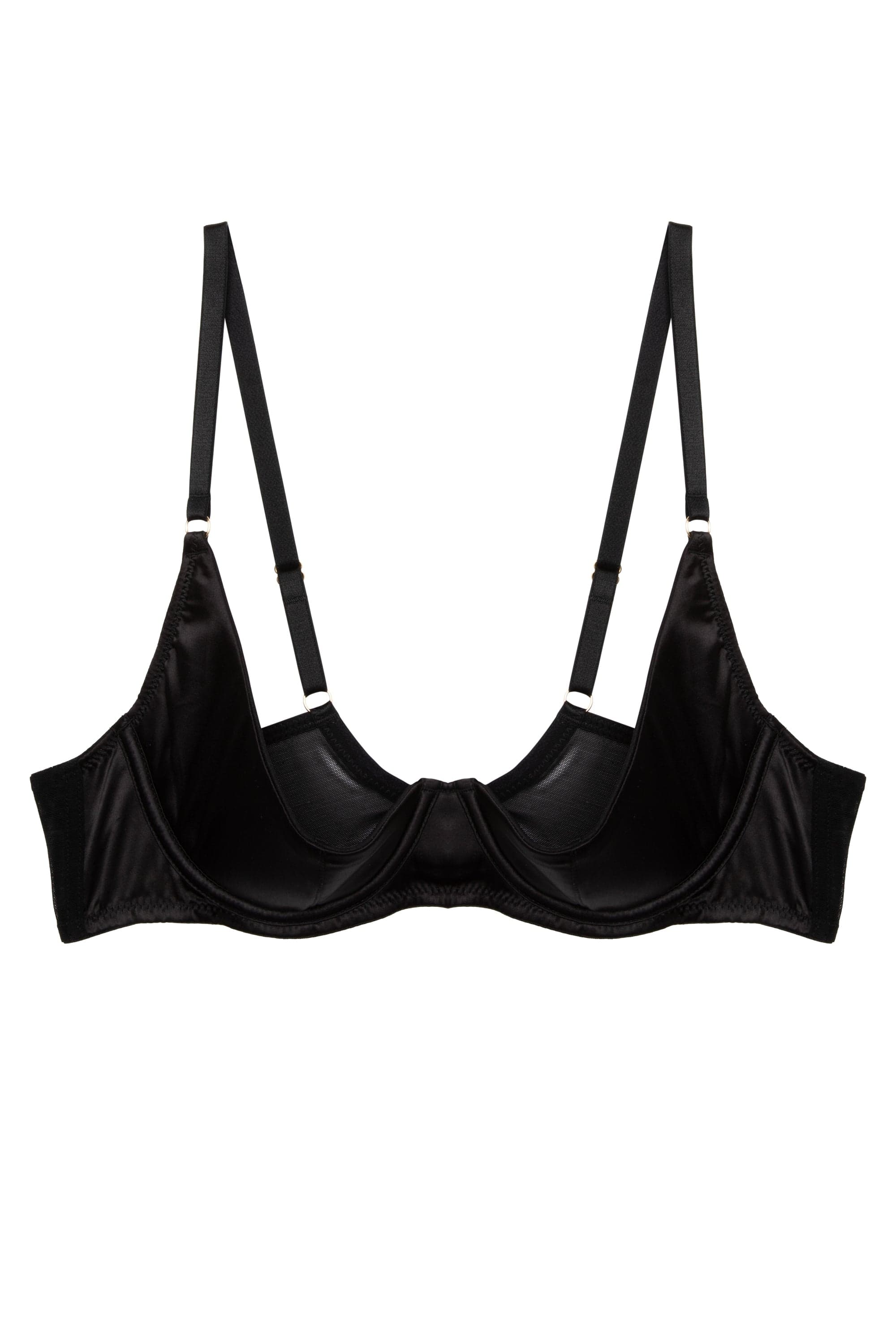 Etta Black Satin Quarter Cup Bra Set - Image 6