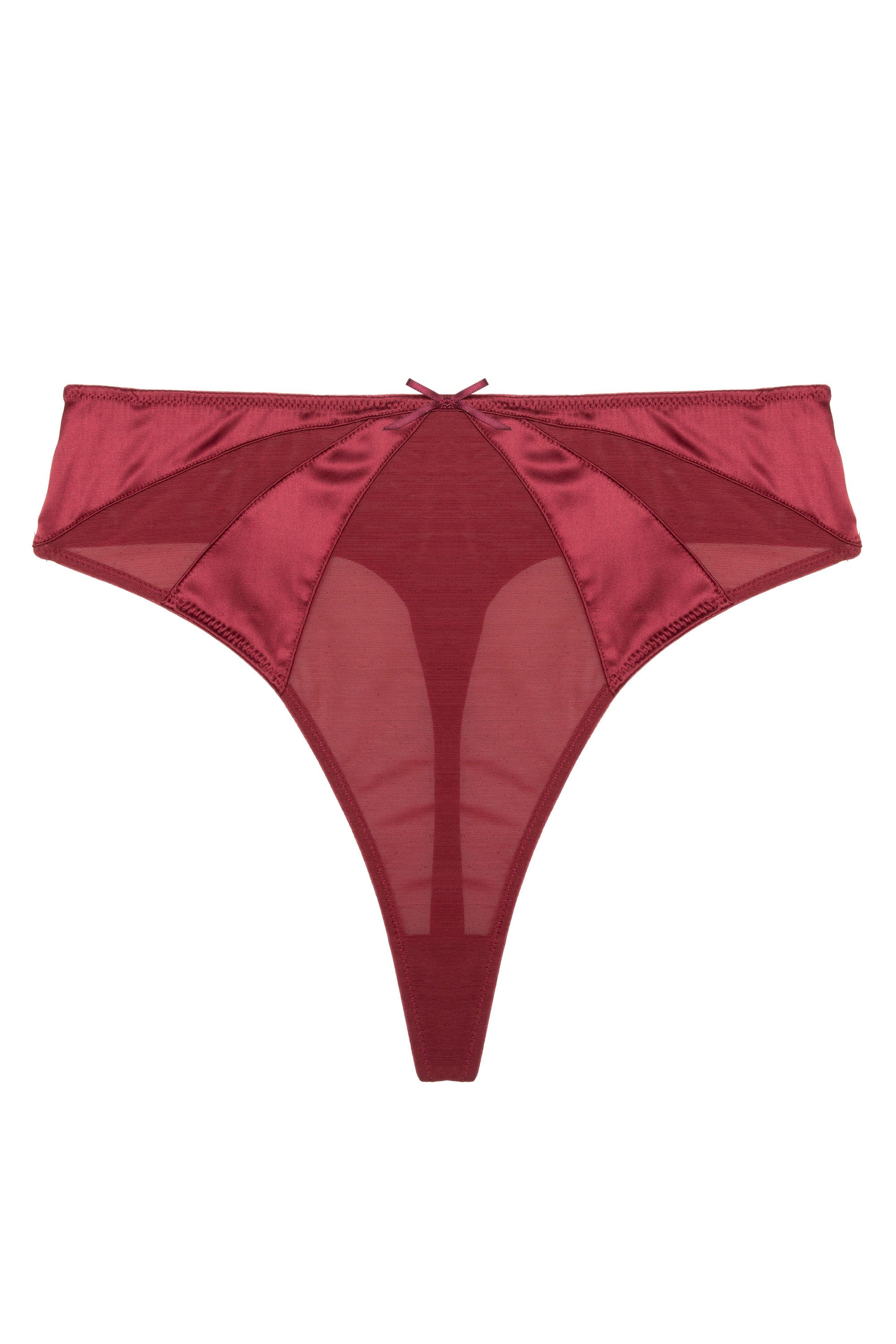 Etta Red Mesh And Satin High Waist Thong - Image 5