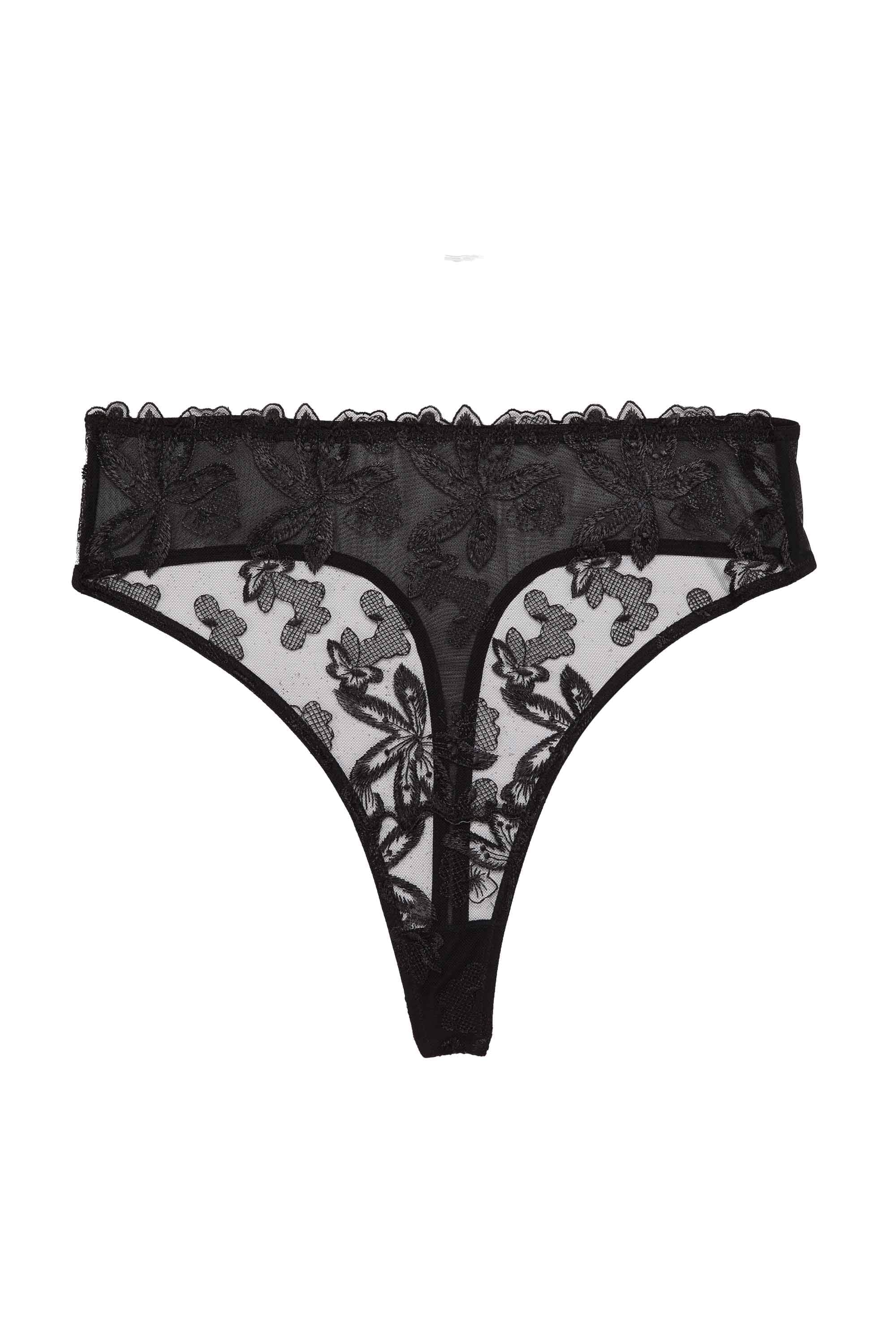 Eva Black Graphic Embroidery High Waist Thong - Image 5