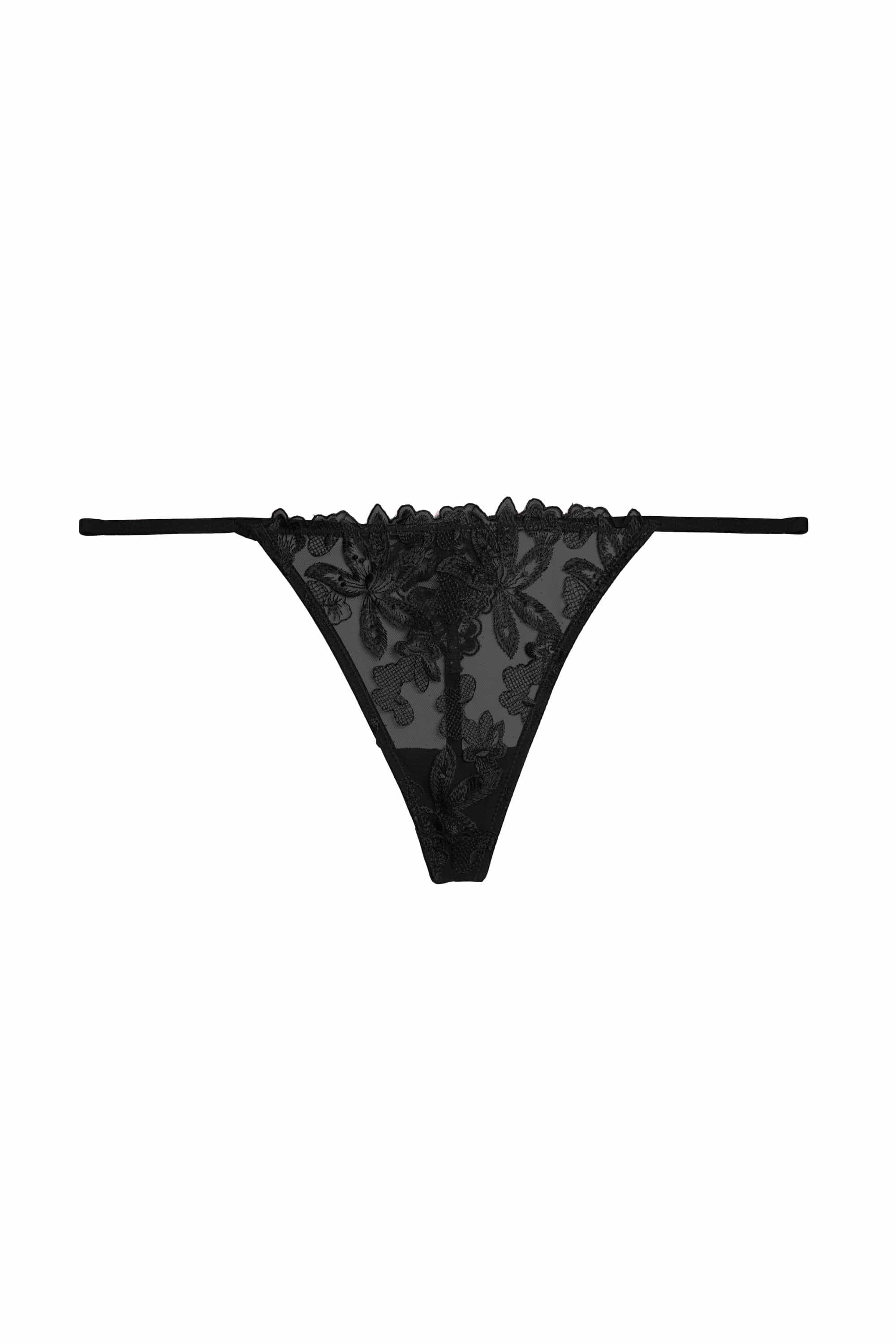 Eva Black Graphic Embroidery Thong - Image 4