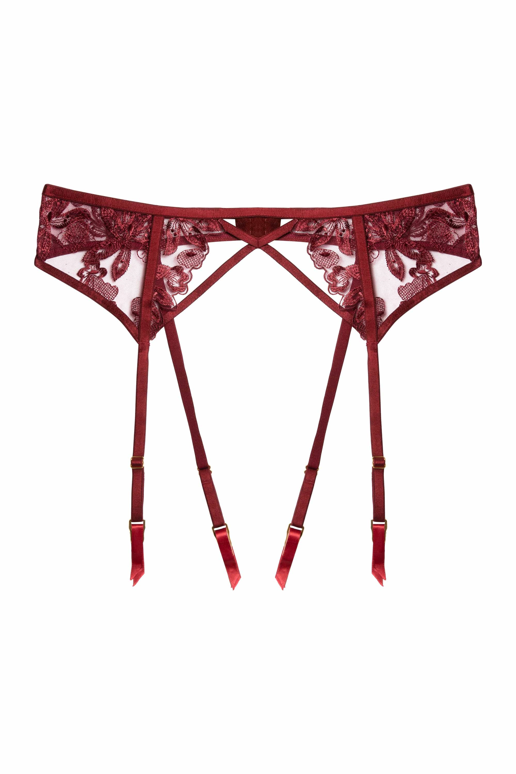 Eva Dark Cherry Graphic Embroidery Suspender - Image 5